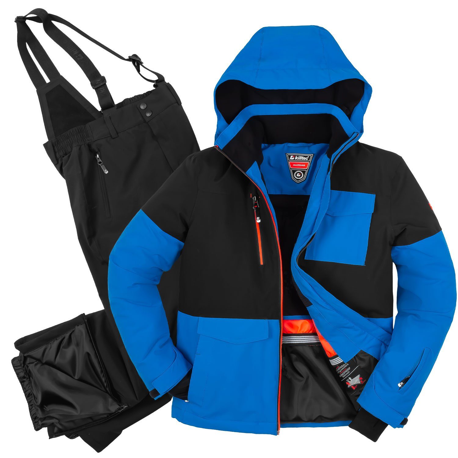 Killtec Skianzug Jungen Skijacke + Skihose (blau/schwarz, Gr. 128), verschweißte Nähte