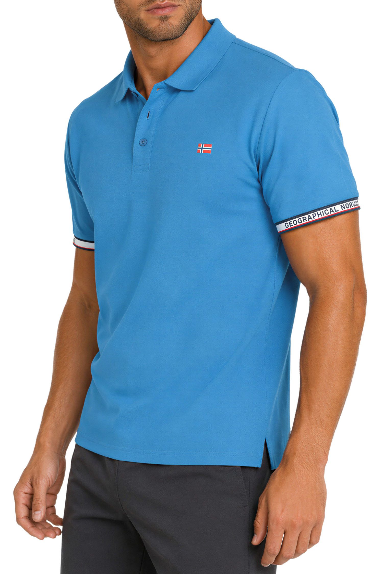 Geographical Norway Poloshirt Herren Regular Fit Polohemd bakoliar men Bedruckte Ärmelabschlüsse mit Markenprint – Bild 4 von 5