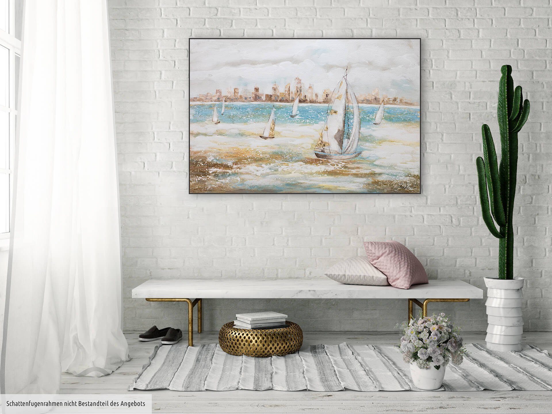 Leinwandbild 120x80 Sailor's Wohnzimmer Race Gemälde Wandbild cm, KUNSTLOFT 100% HANDGEMALT