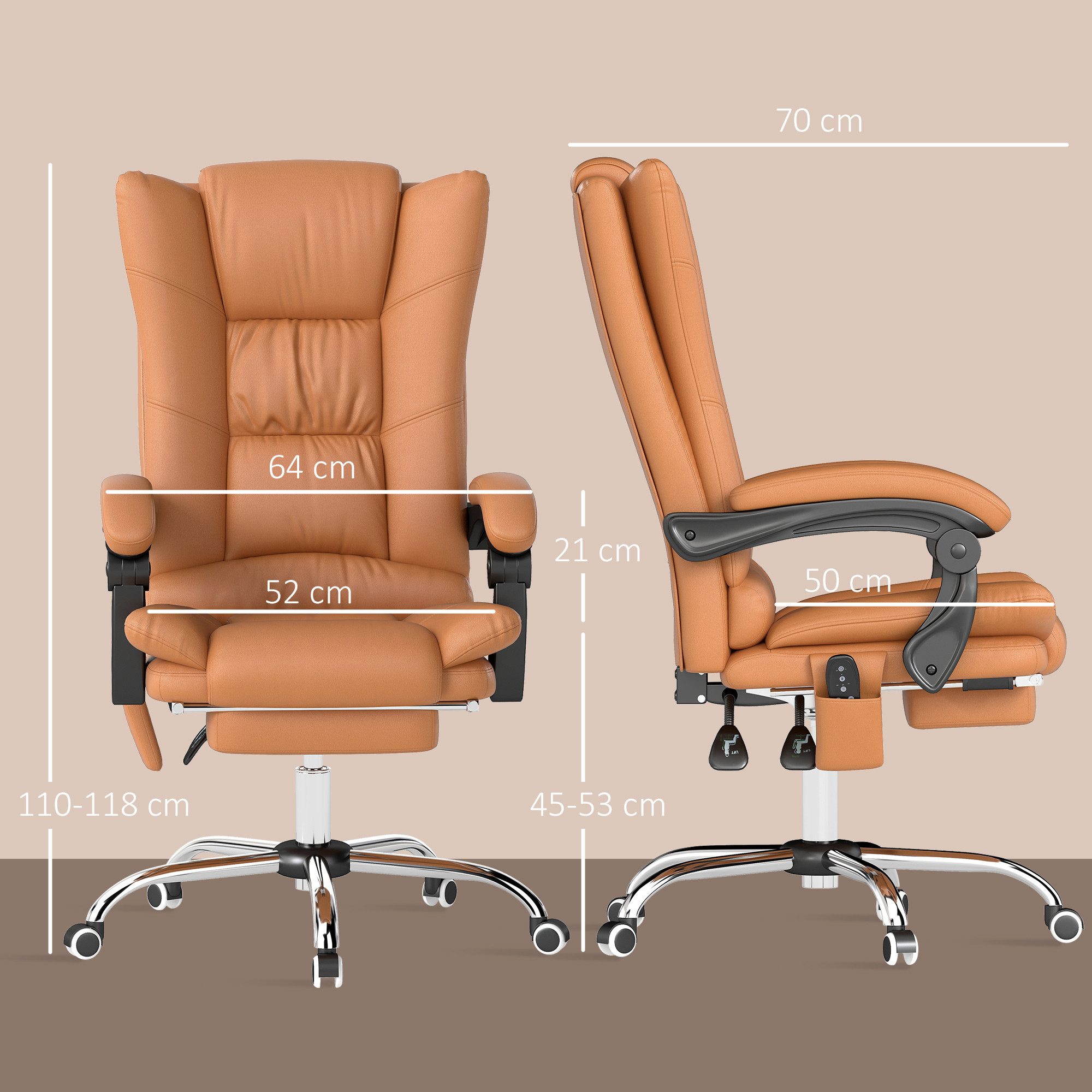 Vinsetto Schreibtischstuhl Bürostuhl mit Vibrationsmassage, Ergonomischer Chefsessel (Bürostuhl mit Massagefunktion, 1 St), Höhenverstellbar Schreibtischstuhl m – Bild 3 von 5