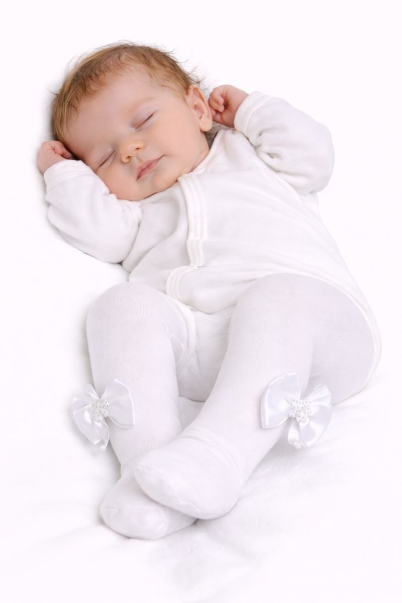 La Bortini Strumpfhose Strumpfhose in Weiß mit Schleifen Baby Kinder Strumpfhosen für Taufe mit Schleifchen – Bild 4 von 4