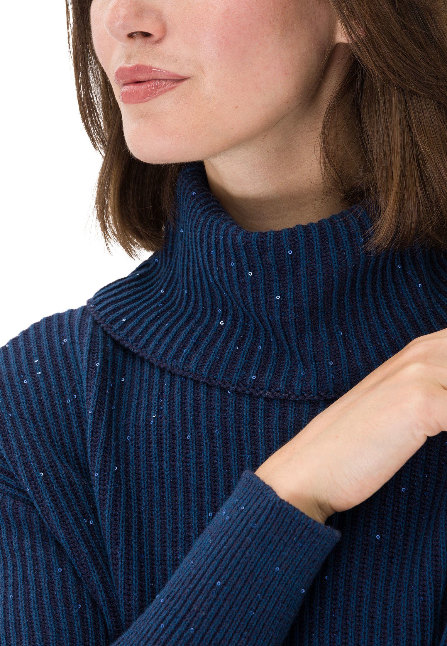 Pailletten Blue Pailletten Strickpullover Blue (1-tlg) mit Zero Dark