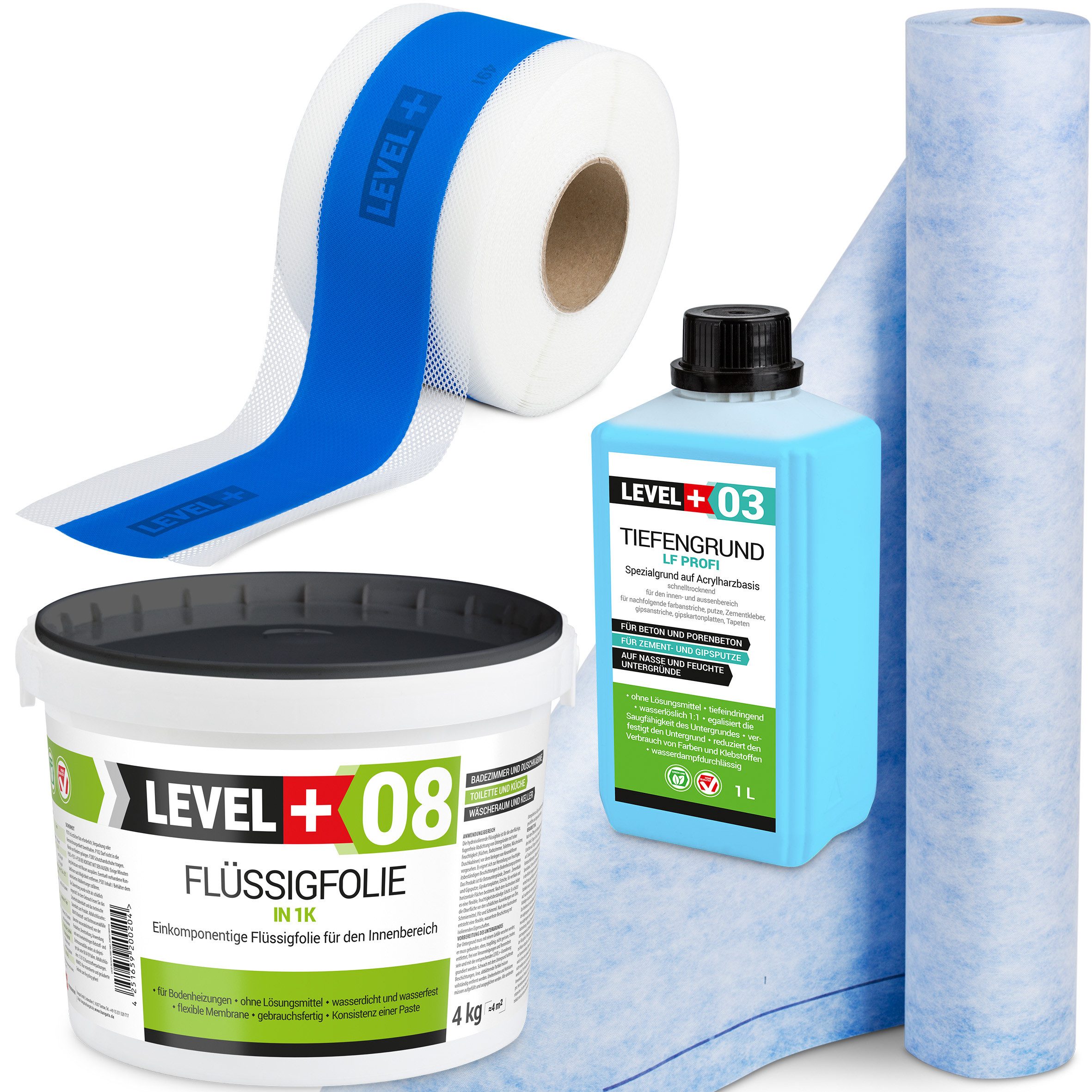 Level+ Dichtstoff Dichtset Duschabdichtung Dichtband Flüssigfolie 4kg SET31 günstig online kaufen