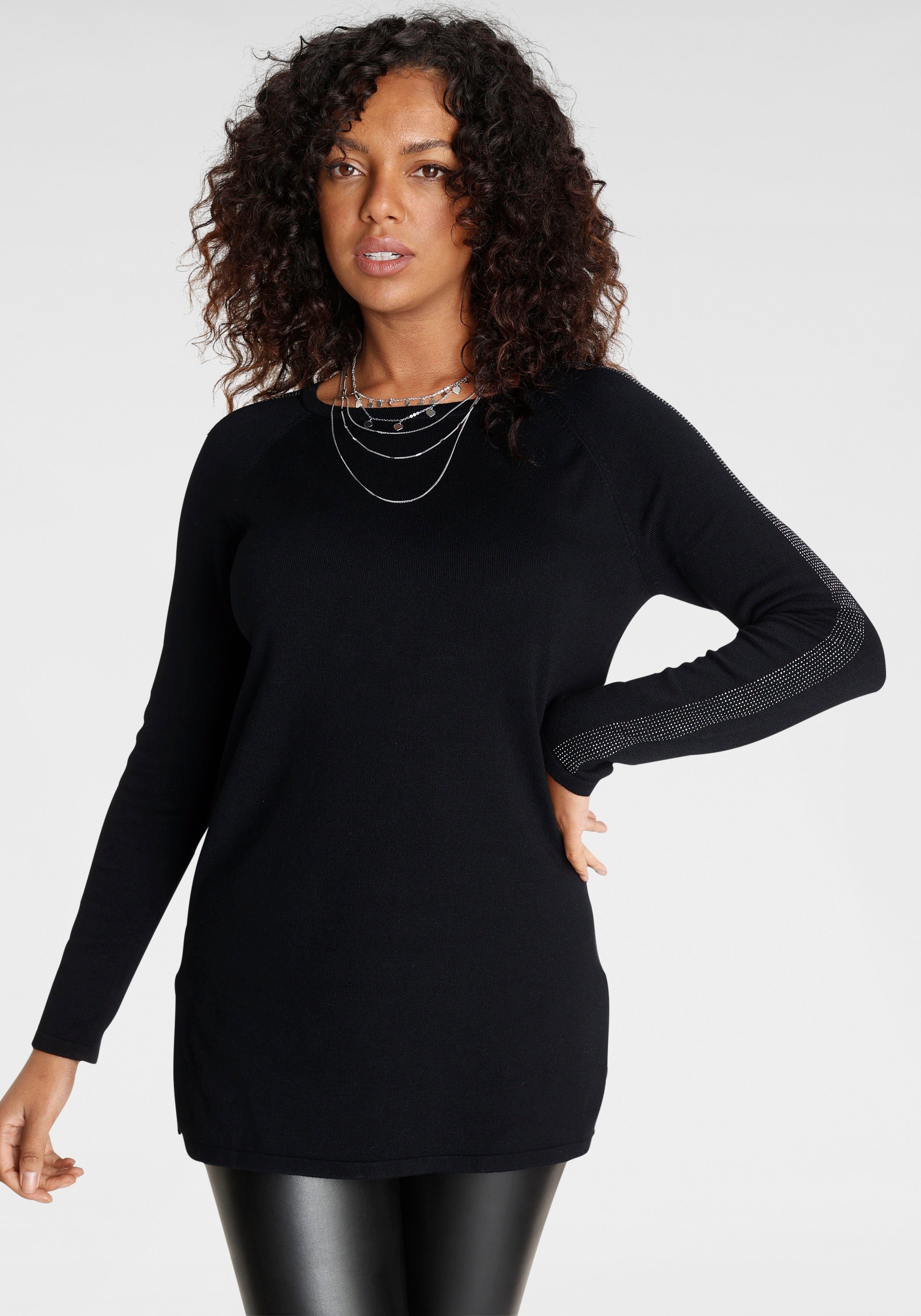 Laura Scott Longpullover mit Glitzersteinen und günstig online kaufen