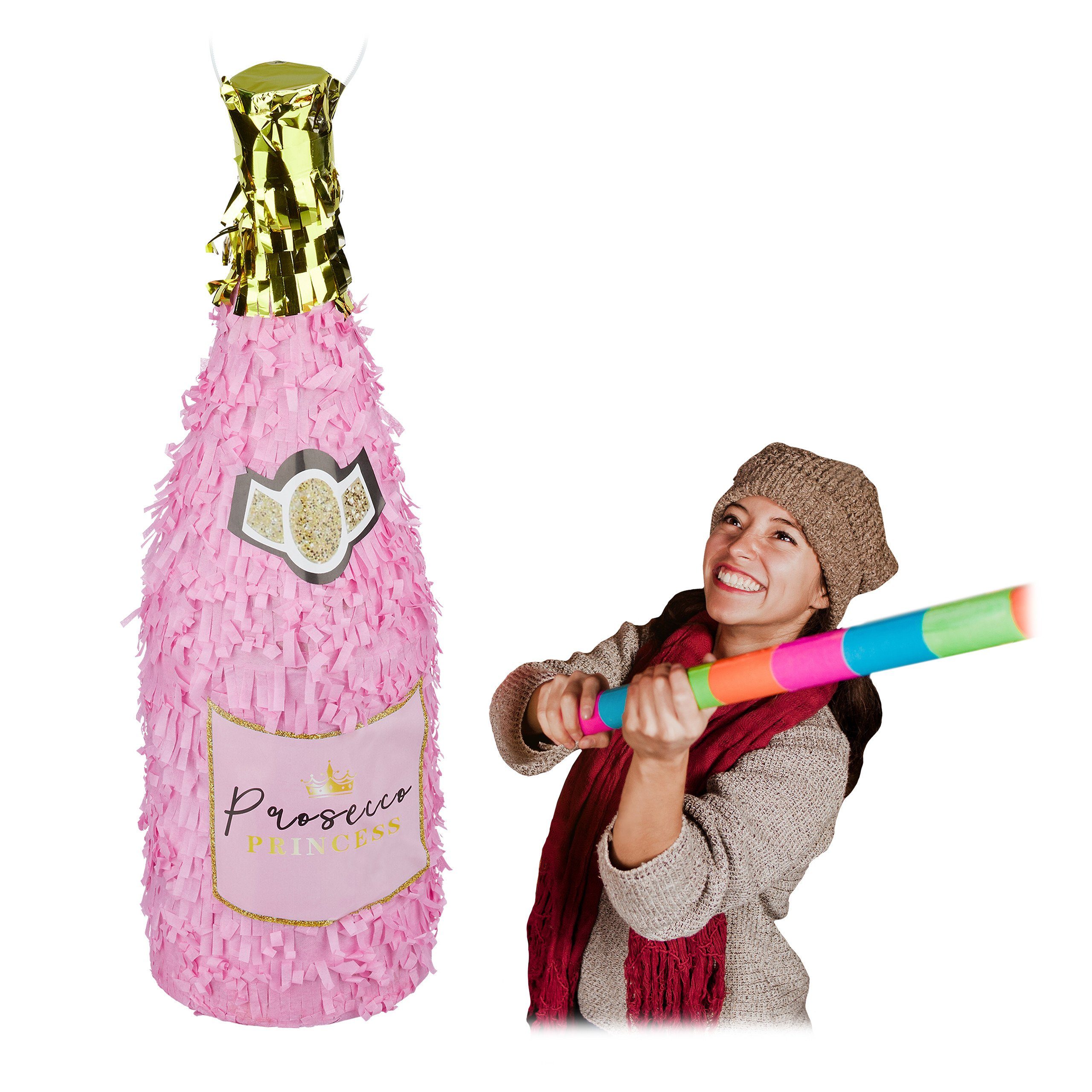 relaxdays Papierdekoration Pinata Sektflasche