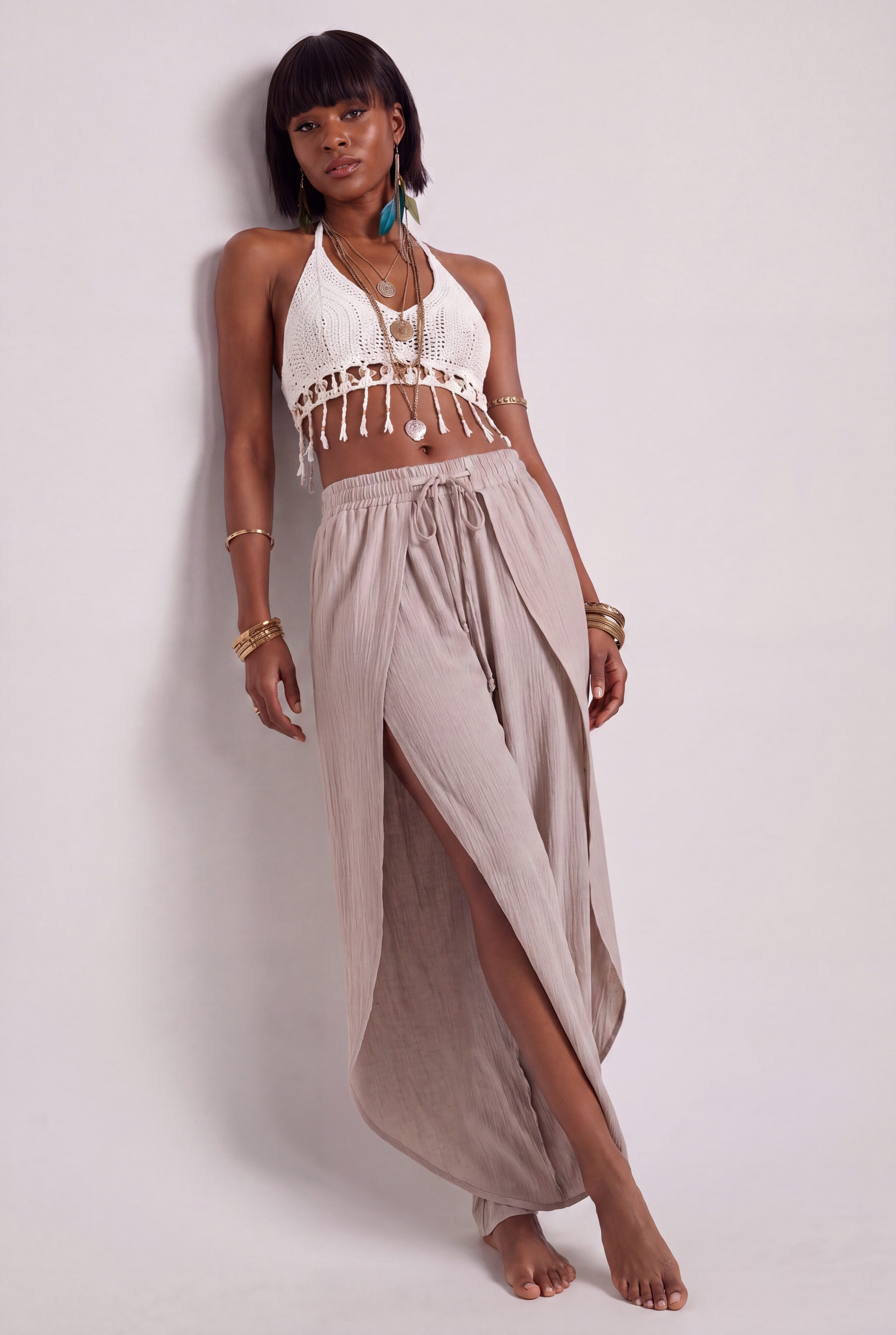 YC Fashion & Style Haremshose Boho Wickelhose im Lagenlook – Luftige Sommerhose Viskose mit elastischem Bund