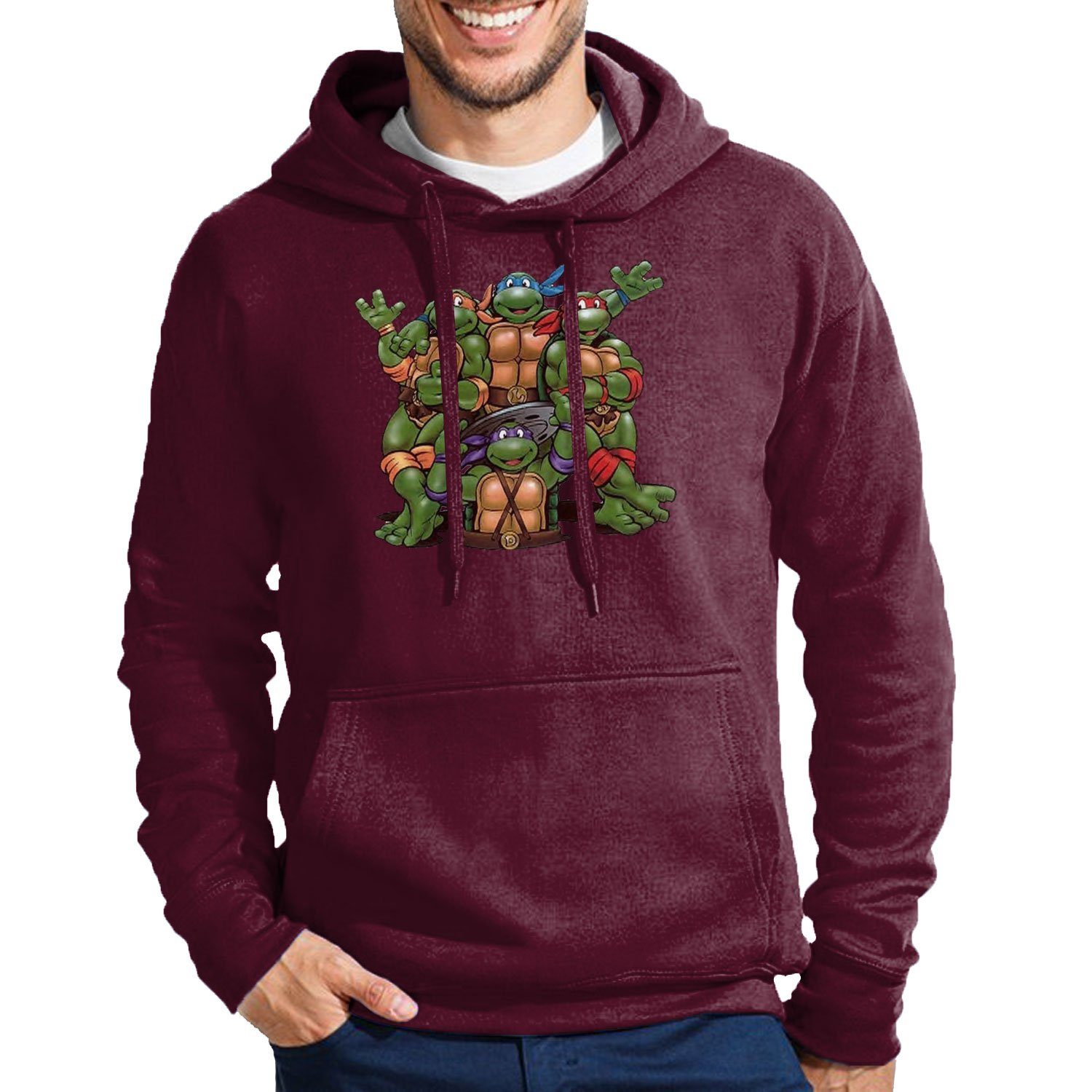 Mit Hoodie Herren Brownie Kapuze Ninja Schildkröten Burgund Turtles Blondie &