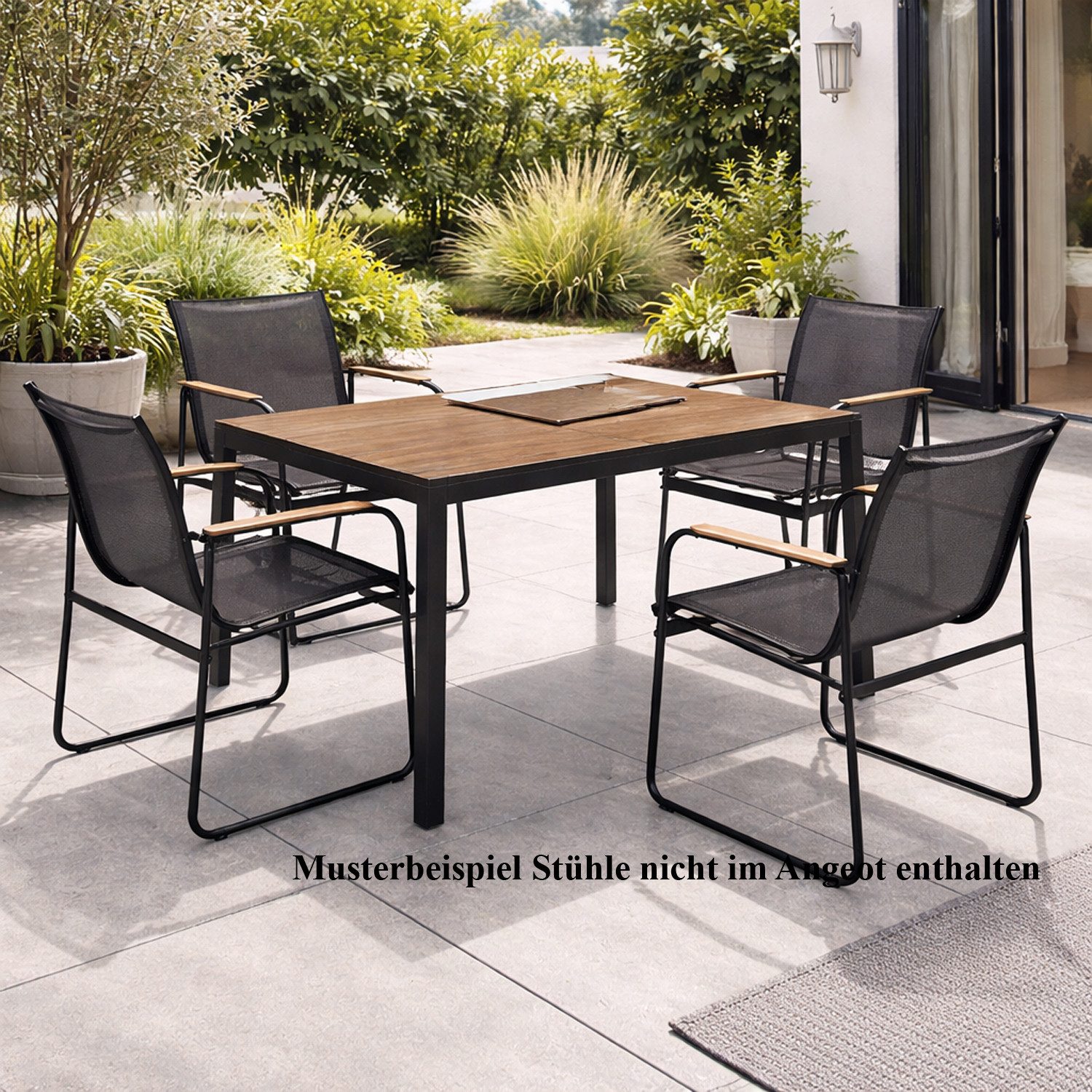 Mojawo Küchentisch Gartentisch Esstisch Outdoor Tisch Holzoptik Gartenmöbel 150x80 cm