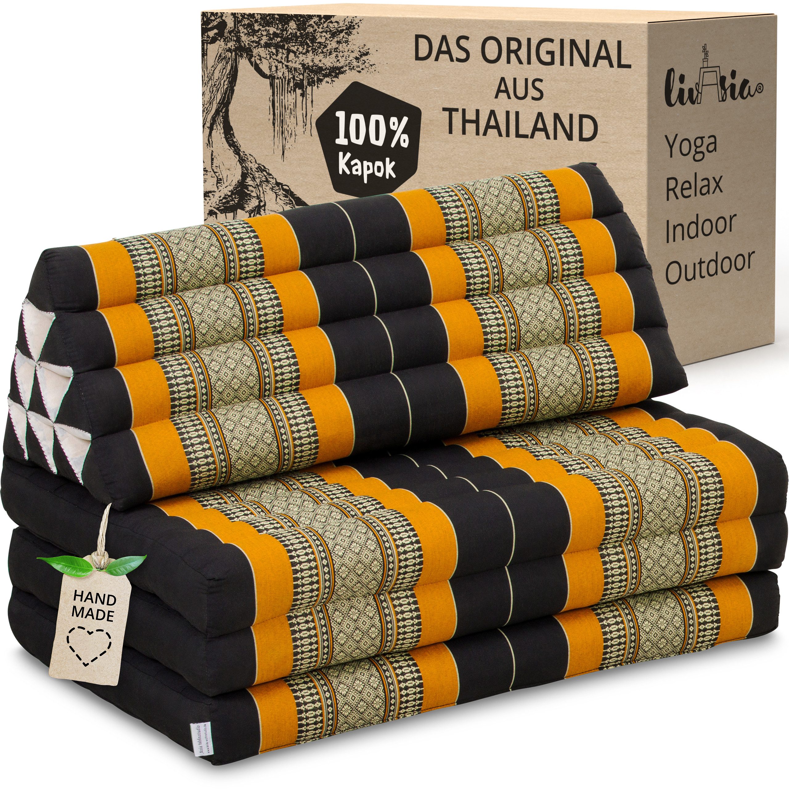 livasia Sitzsack Thaikissen XXL breit, vegan und handgefertigt, 190x80x8cm, Kapok