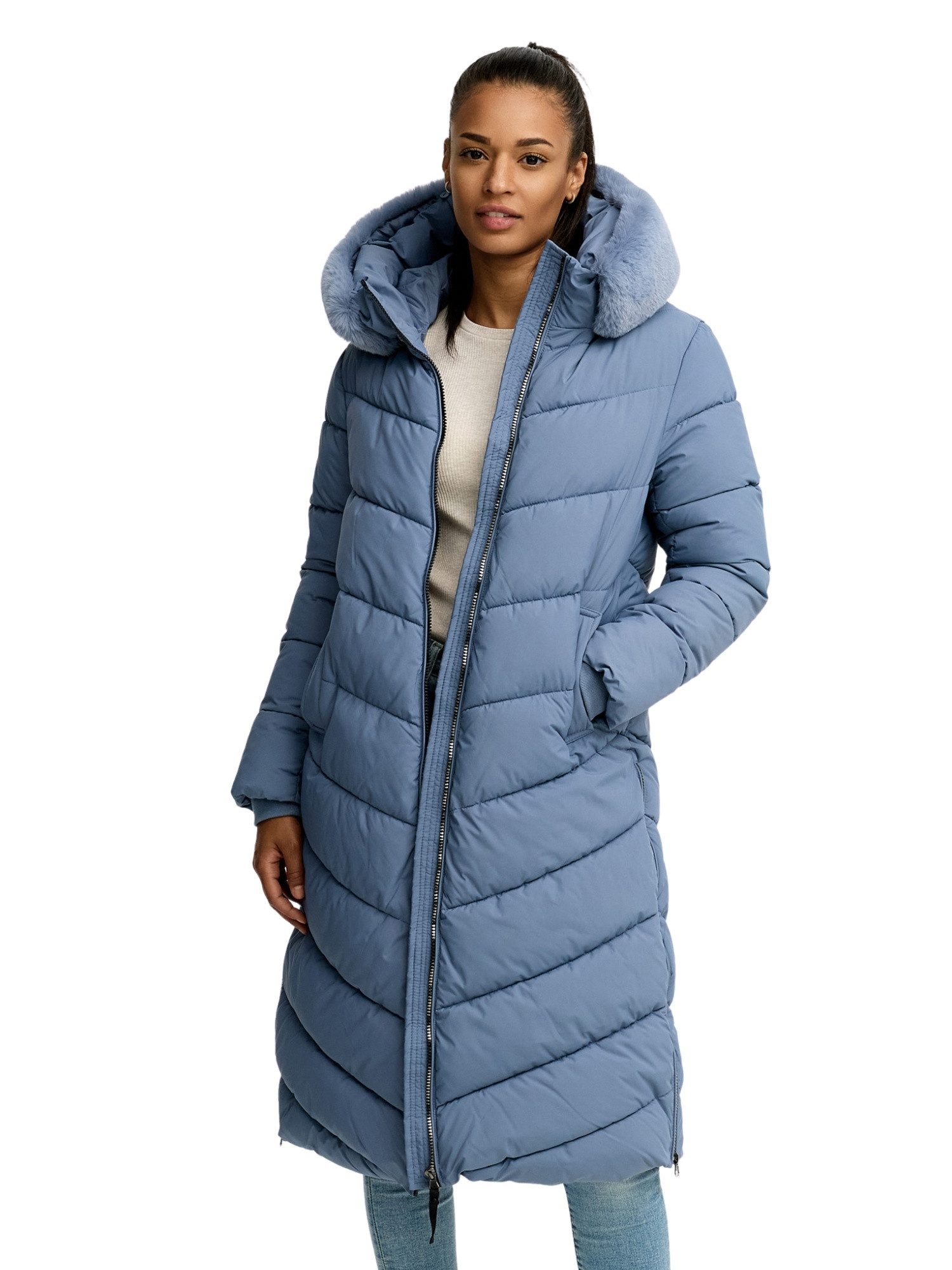 Tazzio Wintermantel F801 mit Kapuze, Chevron-Steppmantel in Wadenlänge günstig online kaufen