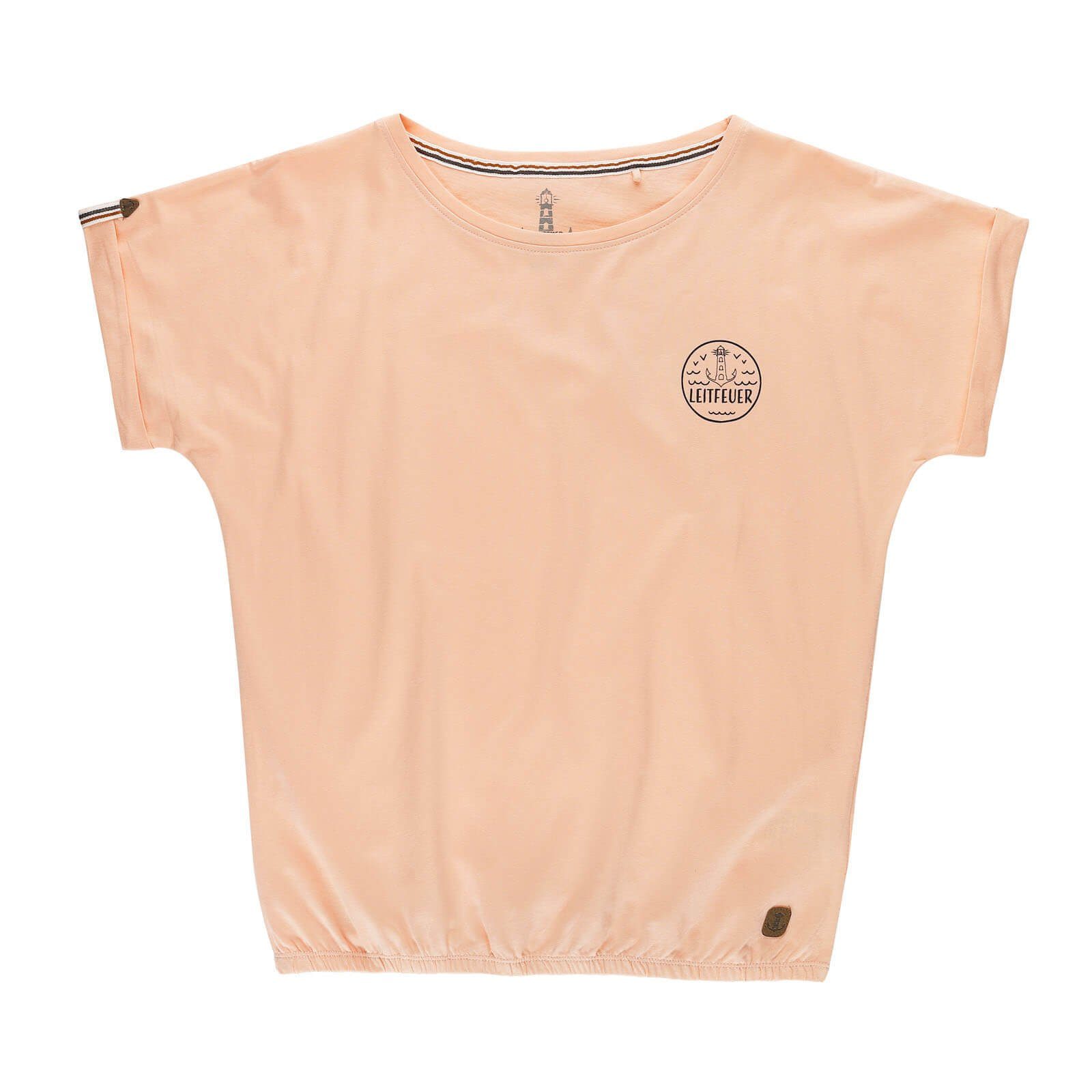 T-Shirt Damen Sommershirt Baumwolle - Angeschnittene Ärmel & Gummizug im Saum