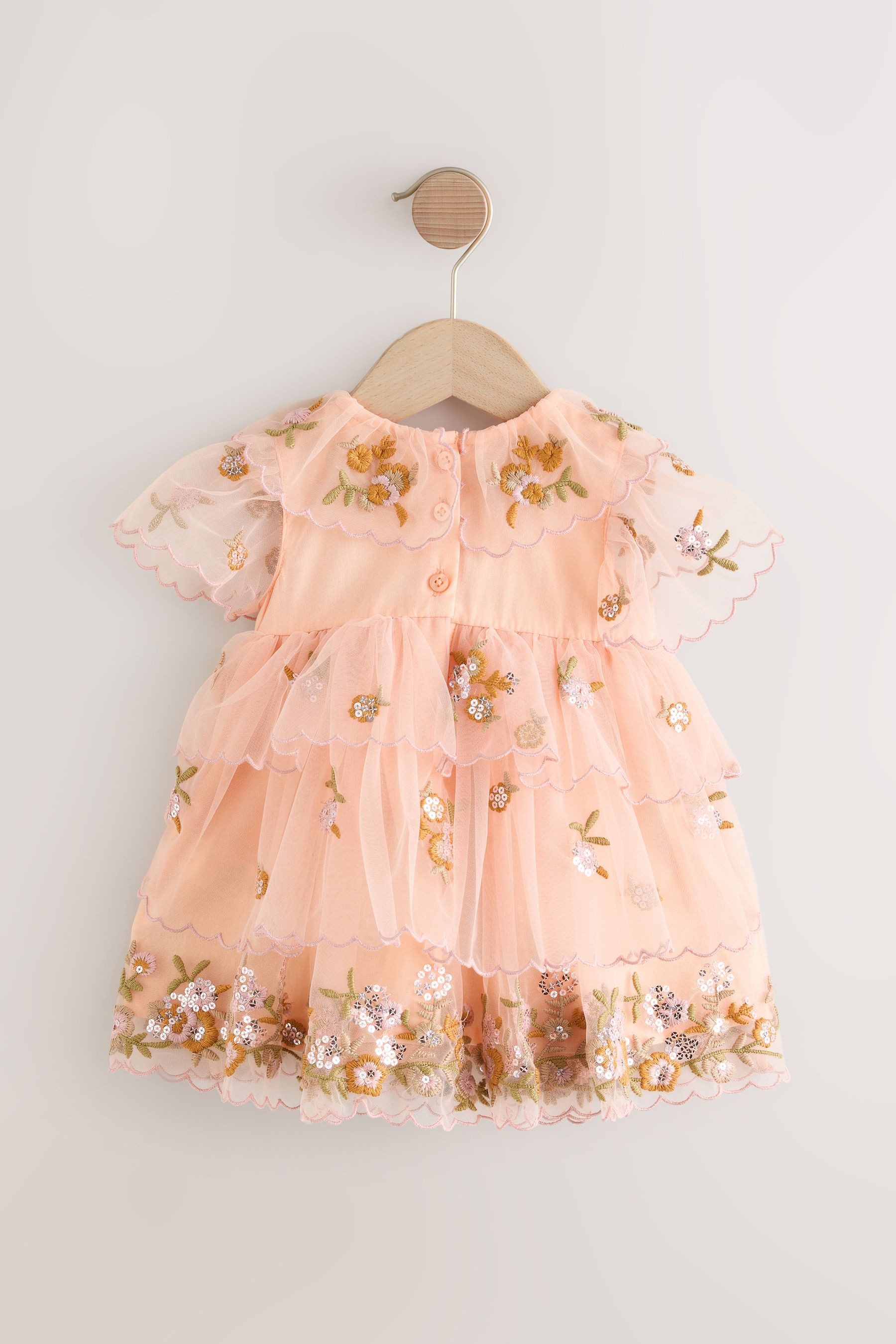 Next Tüllkleid Kurzärmeliges Mesh-Kleid mit Verzierung günstig online kaufen