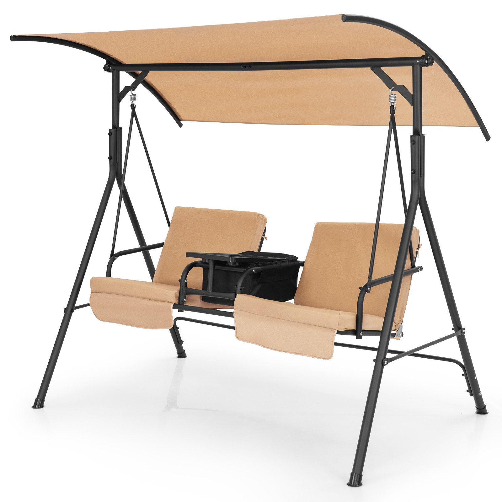 COSTWAY Hollywoodschaukel, 2Sitzer, Schaukelbank mit verstellbarem Dach