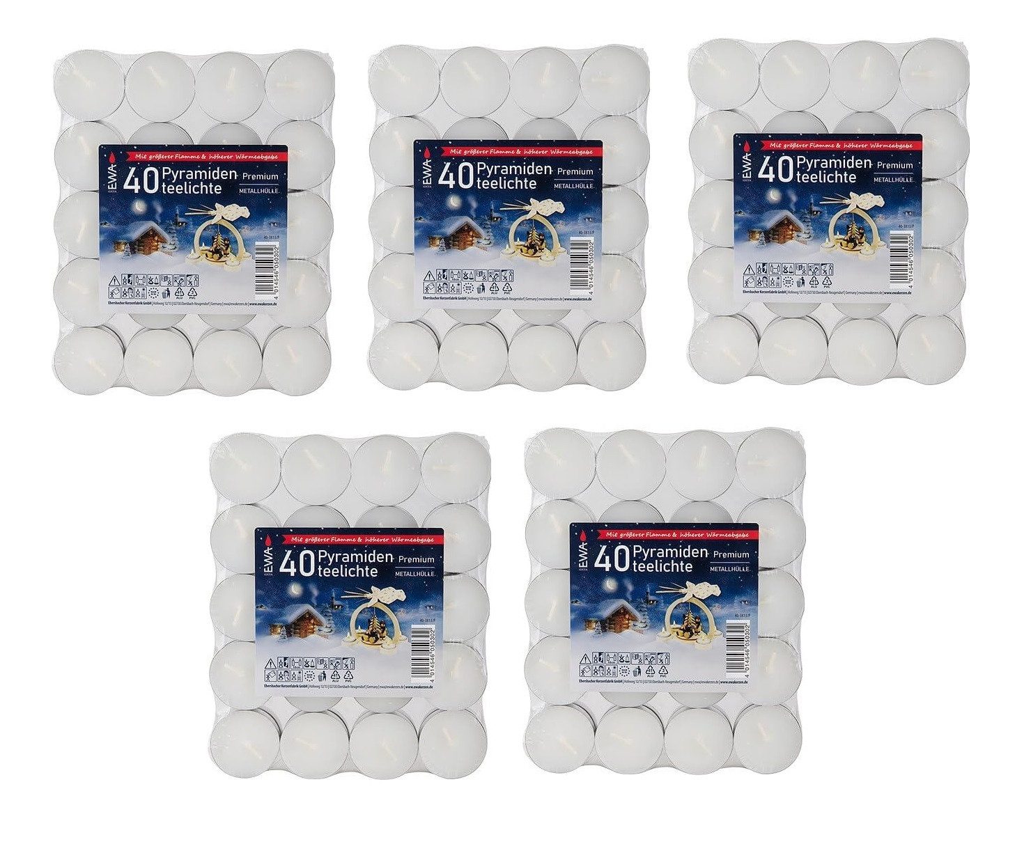 Ebersbacher Kerzenfabrik Teelicht Pyramidenteelichter Premium (40 Stück) (5 günstig online kaufen