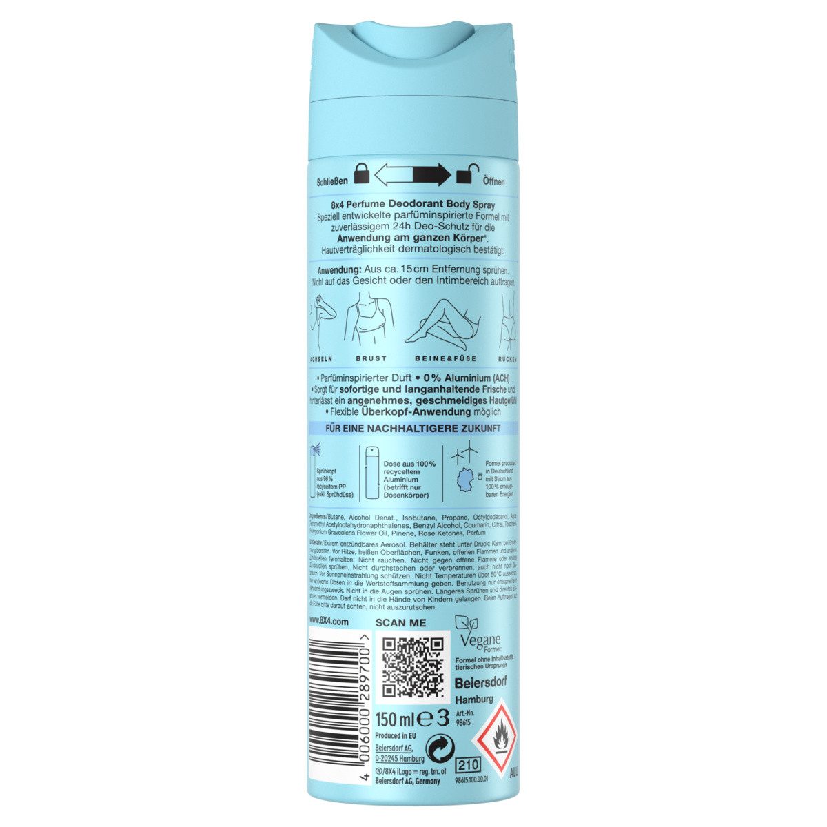 8x4 Bodyspray 8X4 Body Spray Sugar Sky 6 x 150ml, 6-tlg.