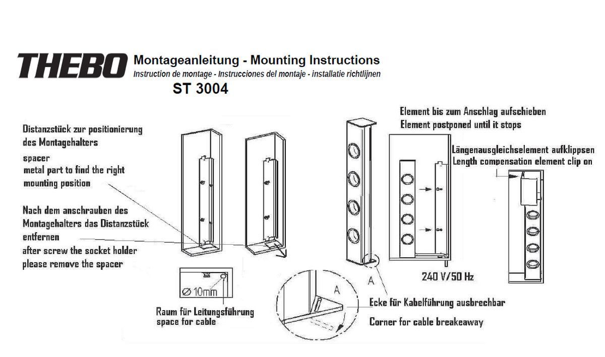Thebo Küchensteckdose Cape Edelstahl Ecksteckdose höhenverstellbar 46-58cm Mehrfachsteckdose