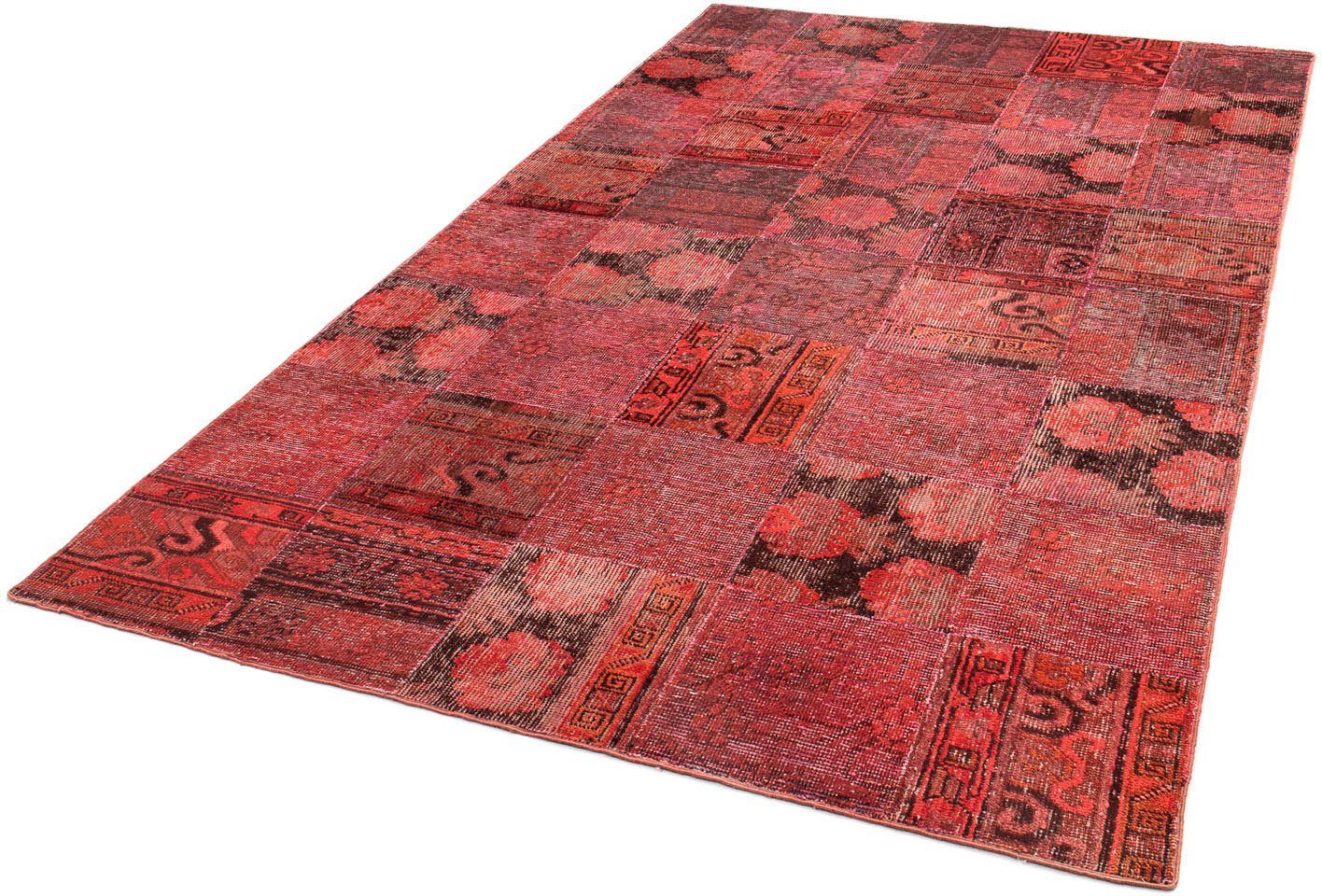 Teppich Patchwork - 241 x 144 cm - mehrfarbig, morgenland, rechteckig, Höhe: 7 mm, Wohnzimmer, Handgeknüpft, Einzelstück mit Zertifikat