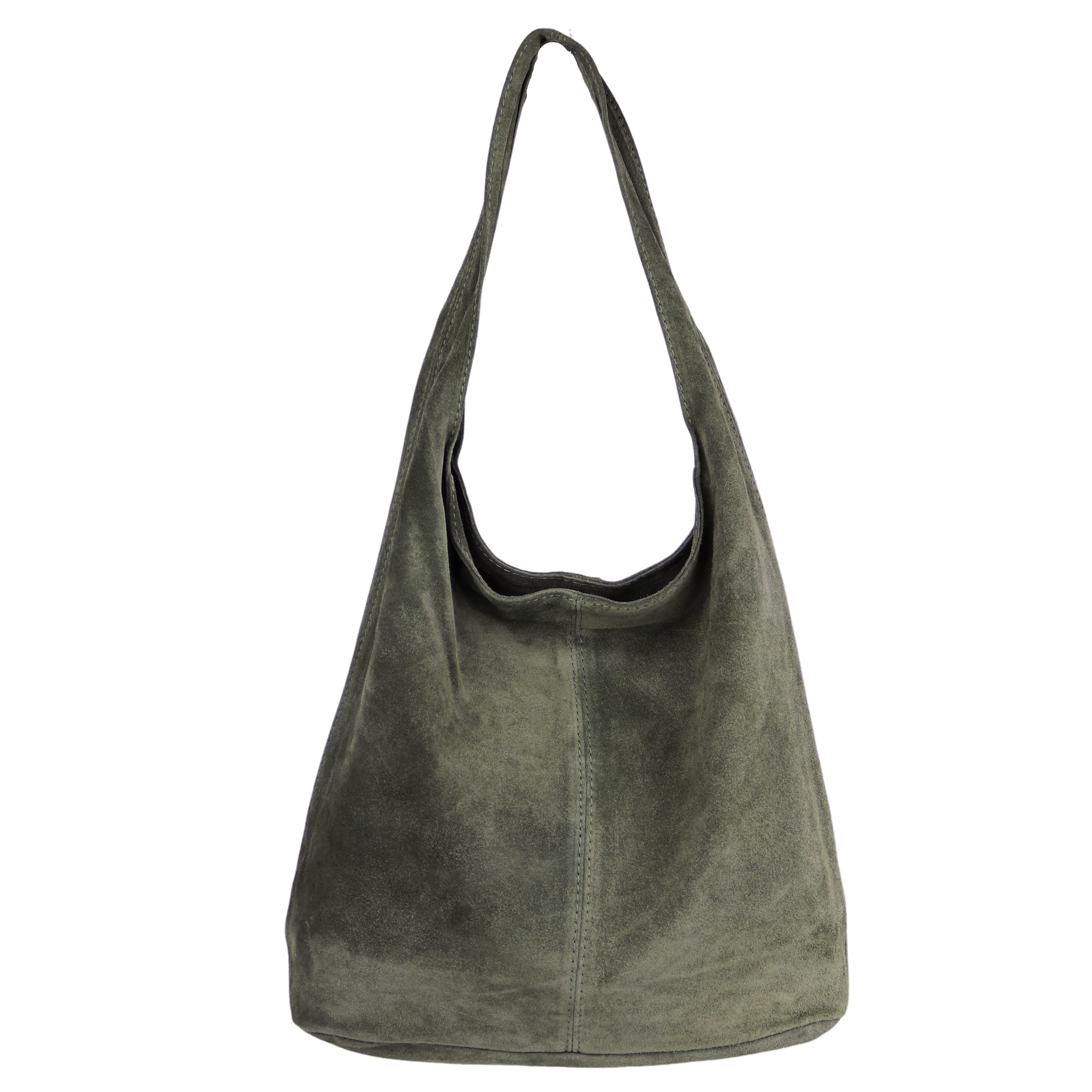 MIRROSI Beuteltasche Damen aus Wildleder, Made in Italy, Shopper Tasche (ca.33x32x16cm)