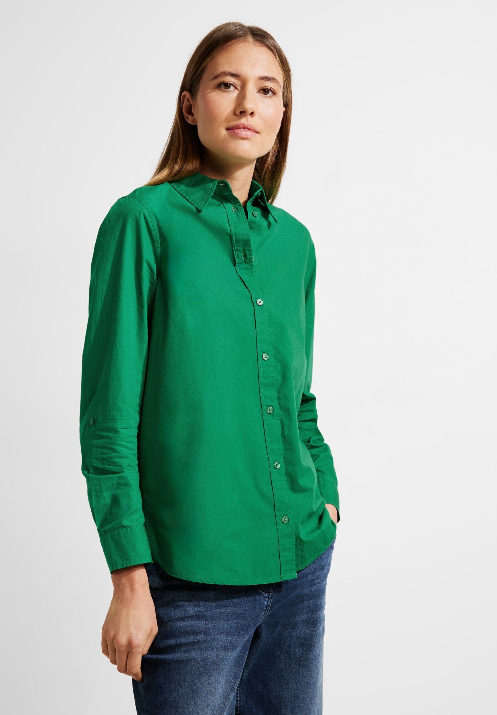 Cecil easy Lange Baumwolle Bluse Bluse Klassische aus green