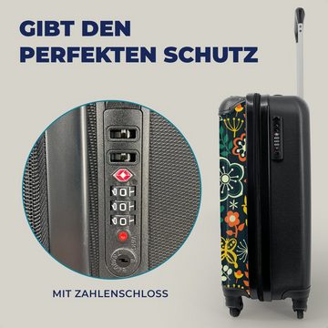 MuchoWow Handgepäckkoffer Mädchen - Schmetterling - Pflanzen - Muster - Mädchen - Kinder -, 4 Rollen, Reisetasche mit rollen, Handgepäck für Ferien, Trolley, Reisekoffer