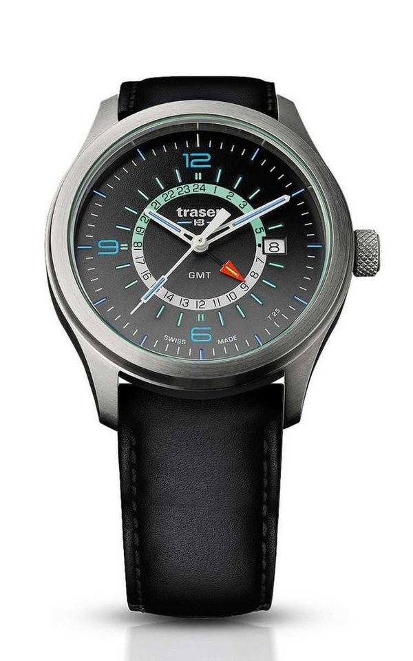 Traser Quarzuhr »P59 Aurora GMT Anthracite Herrenuhr 107231 - Lederband