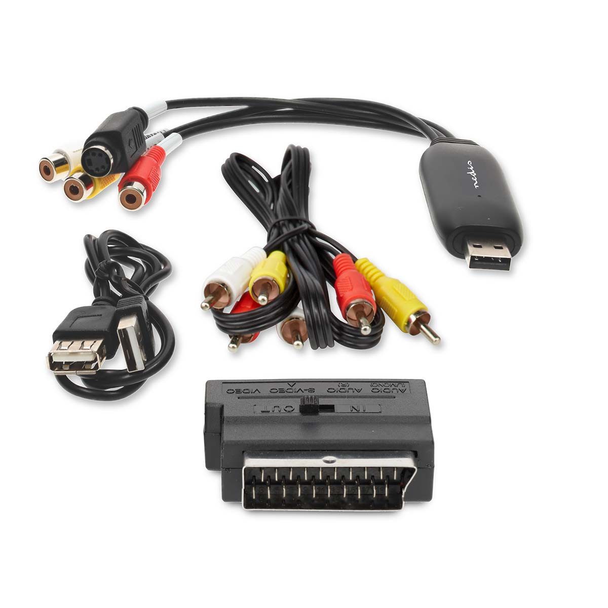 Nedis VGRRU101BK Medienkonverter Video Grabber zu Video Grabber, Digitalisiert Analogvideos, treiberlos, USB-Anschluss, SCART-Set – Bild 2 von 5