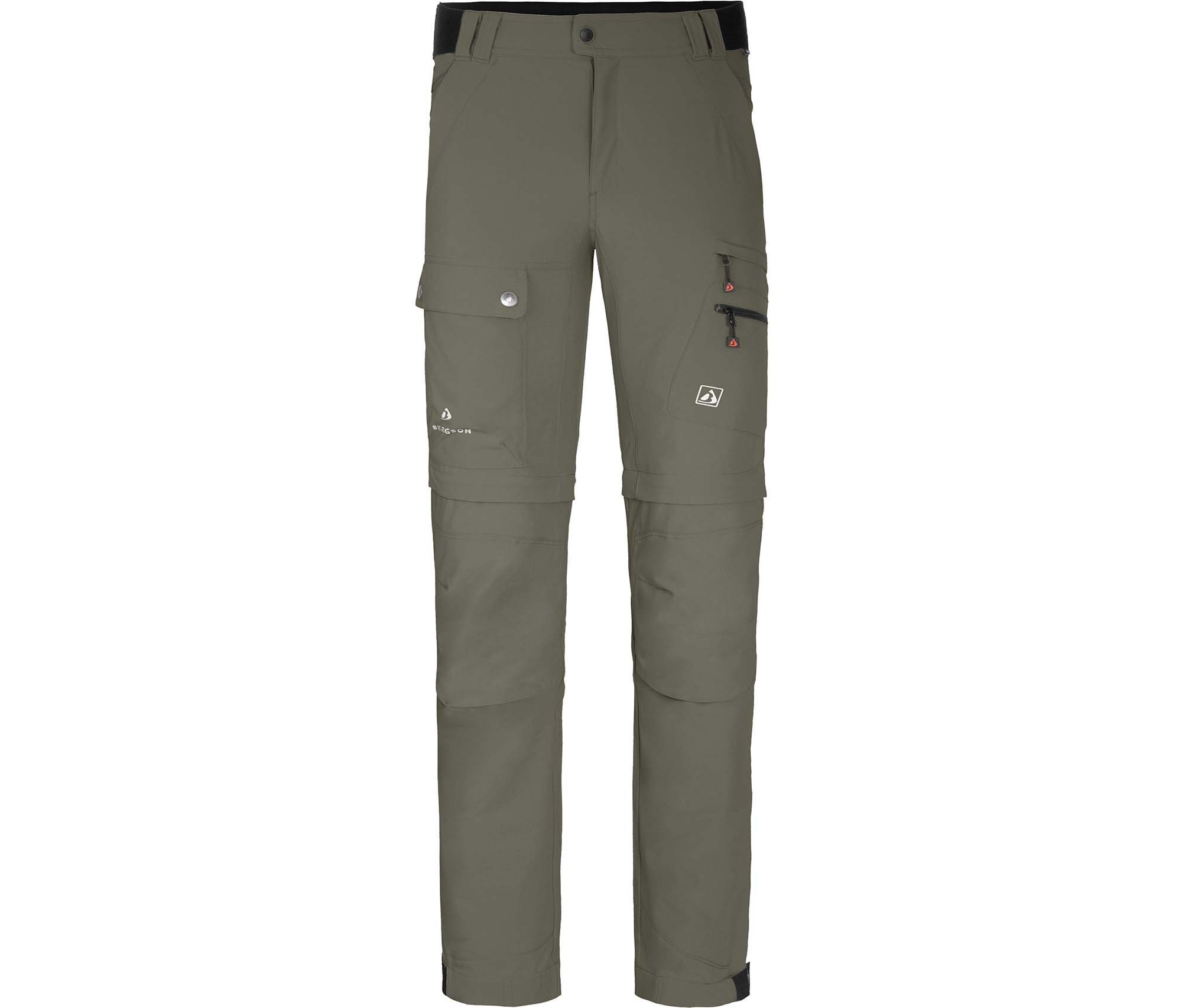 Bergson Zip-off-Hose FROSLEV Bermuda Zipp-Off Herren Wanderhose, recycelt, elastisch, 8 Taschen, Normalgrößen, grau/grün