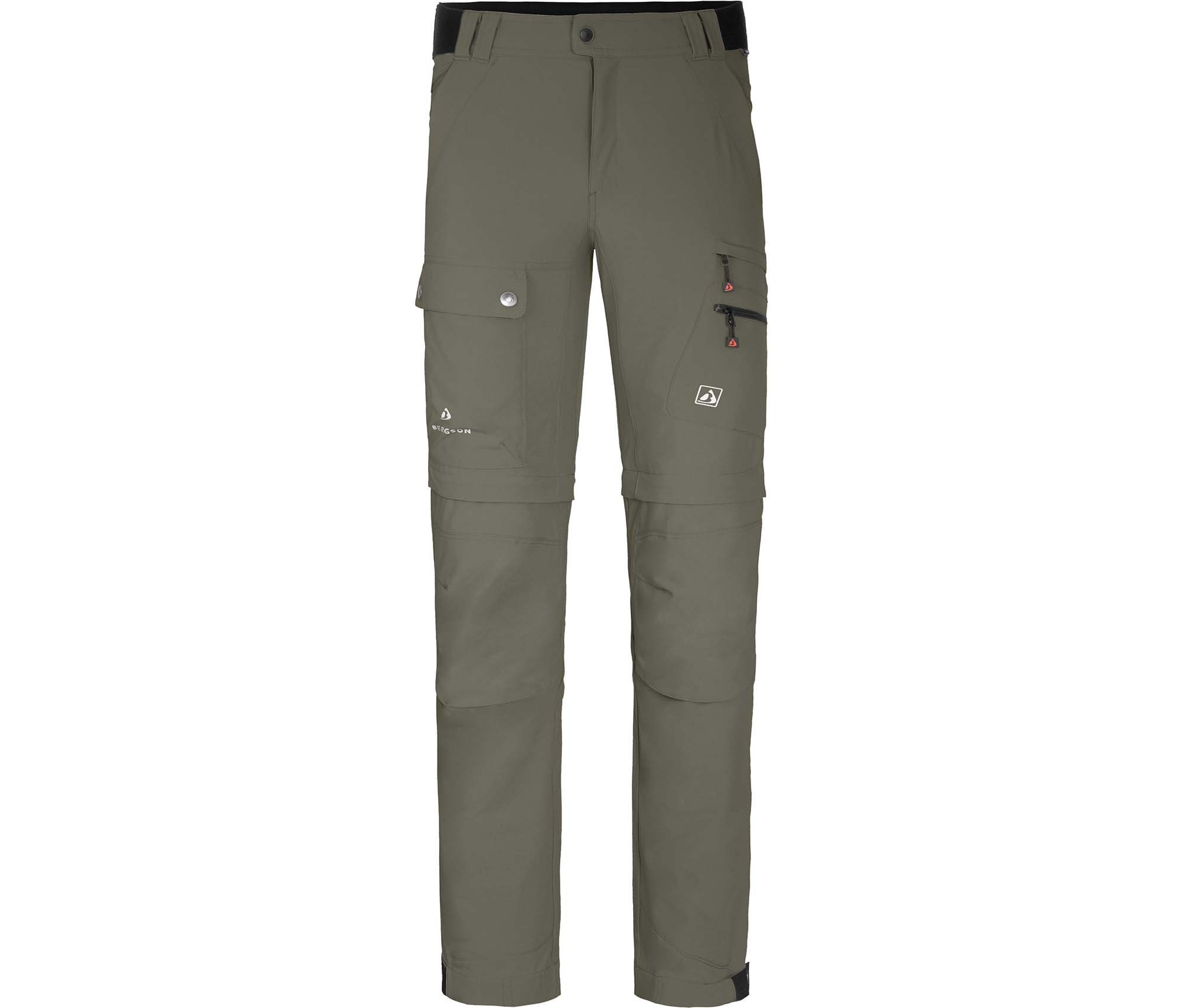 Taschen, Wanderhose, elastisch, Bermuda Herren Zipp-Off Bergson Normalgrößen, Zip-off-Hose FROSLEV grau/grün 8 recycelt,