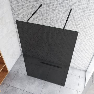 duschspa Duschwand Duschwand schwarze Duschtrennwand Glaswand Walk in Dusche Duschkabine, Einscheibensicherheitsglas, (Set), Glas