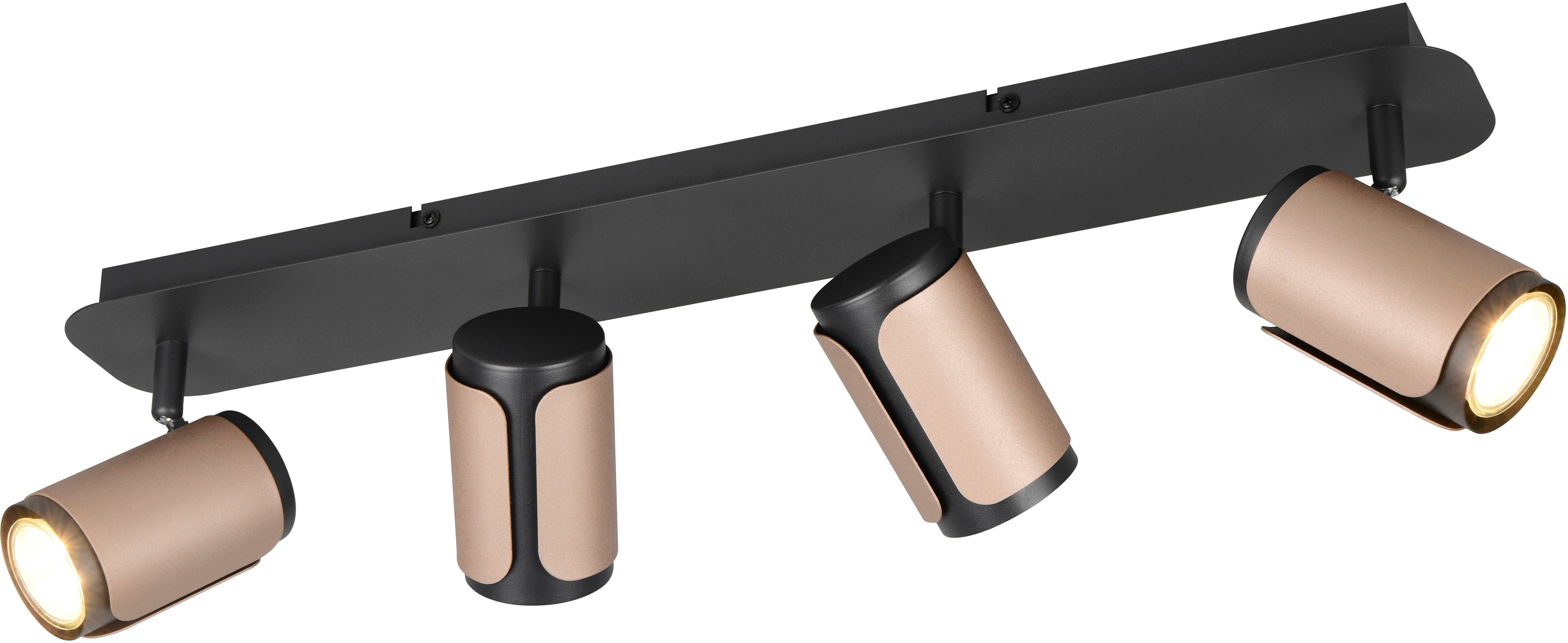 TRIO Leuchten Deckenstrahler GILLAN, Spot 4-flammig, exkl 4x GU10 max 10W, 60x16x12 cm (B/H/T), Leuchtmittel wechselbar, warmweiß - kaltweiß, als Wandstrahler oder Deckenstrahler montierbar, Spots schwenkbar