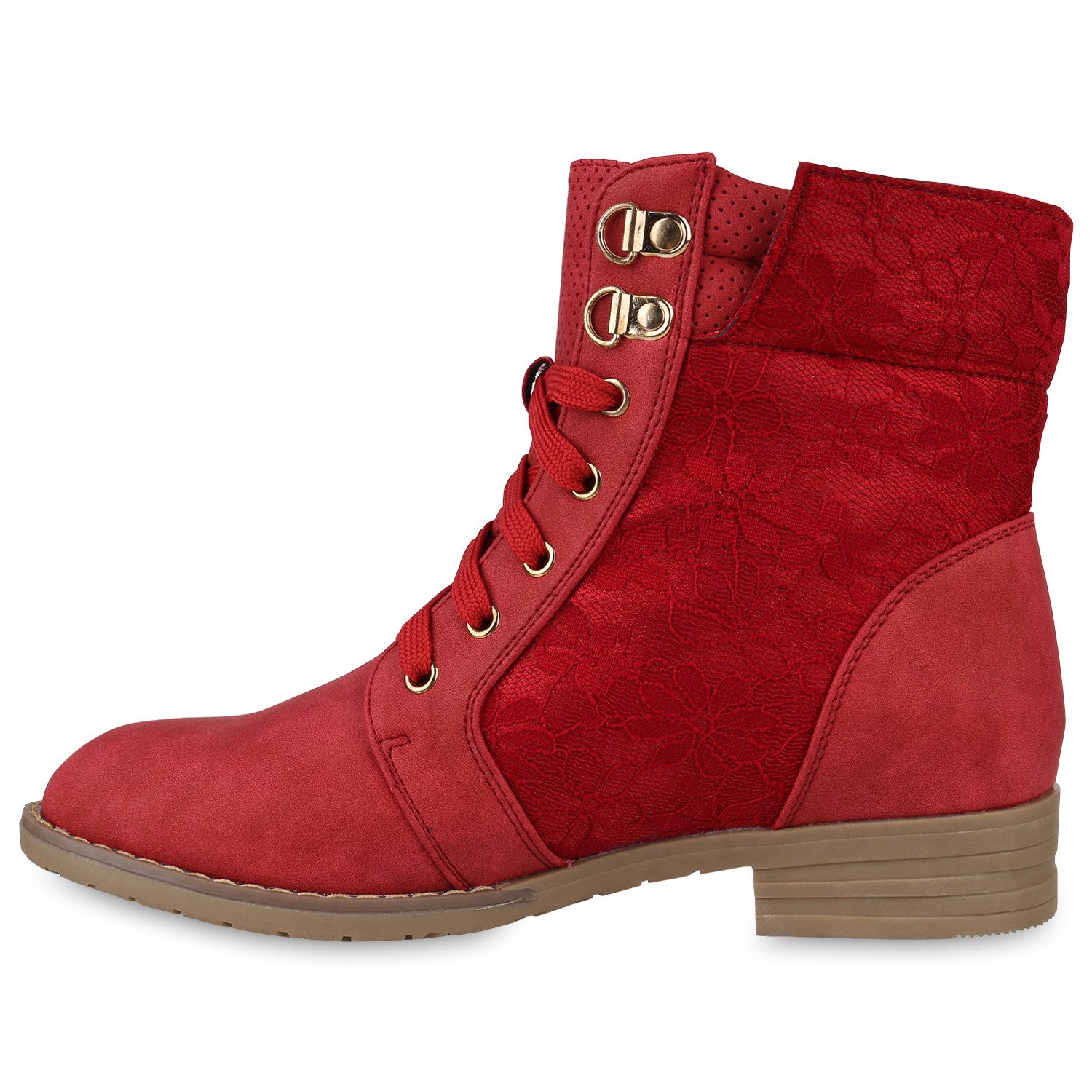 VAN HILL 815442 Schnürstiefelette Damen Schnürstiefeletten Spitze Stiefeletten Zipper Worker Boot