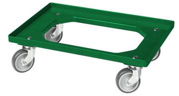 Logiplast Klappbox 8 x Klappboxen in grün + ein Transportroller in grün, 46 l, Lebensmittelunbedenklich (Klappbox), faltbar, übereinander stapelbar