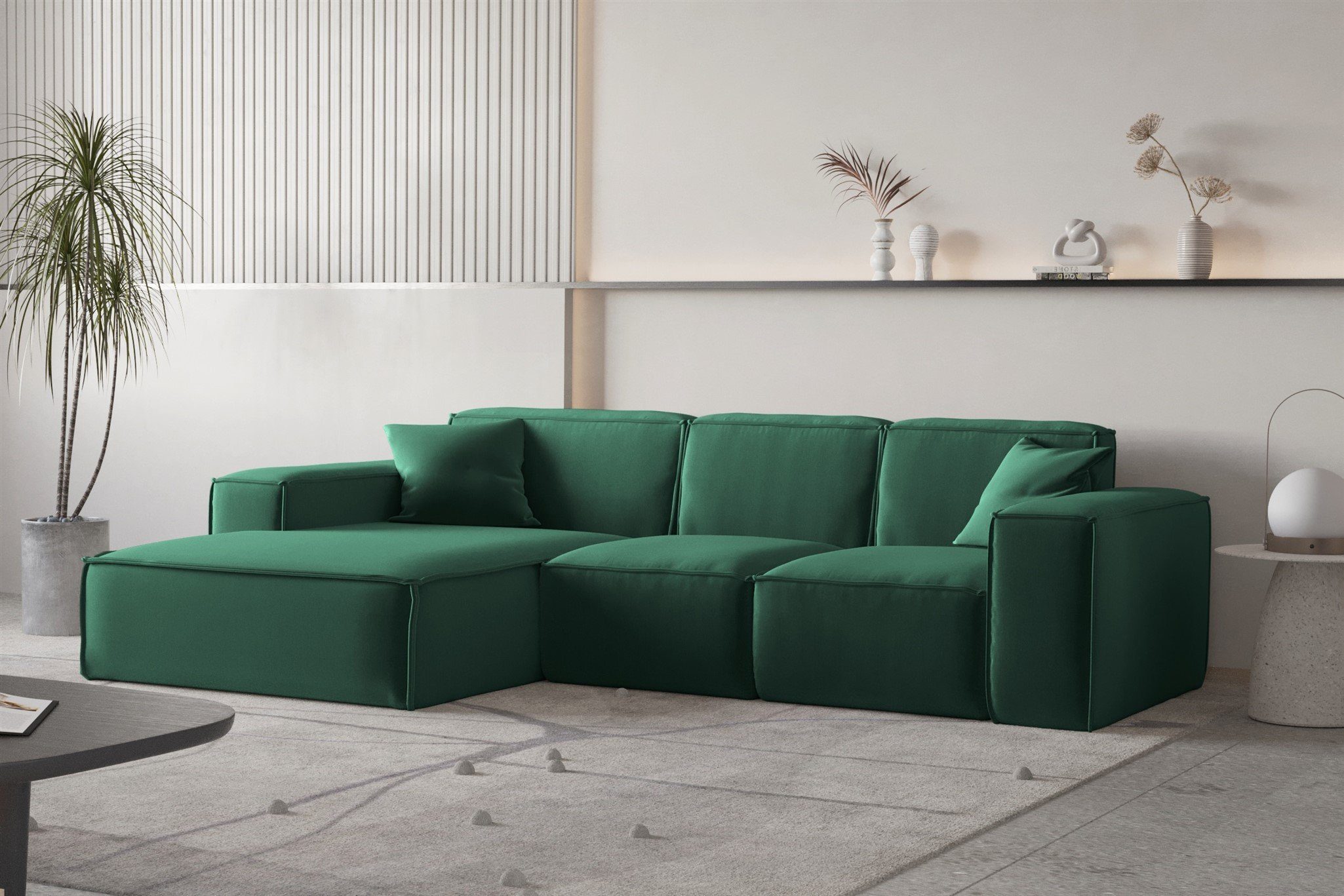 oder in Möbel PREMIUM inkl. Ecksofa CELES Links mane Rechts Fun Zierkissen Designersofa Stoff, 2 Ecksofa