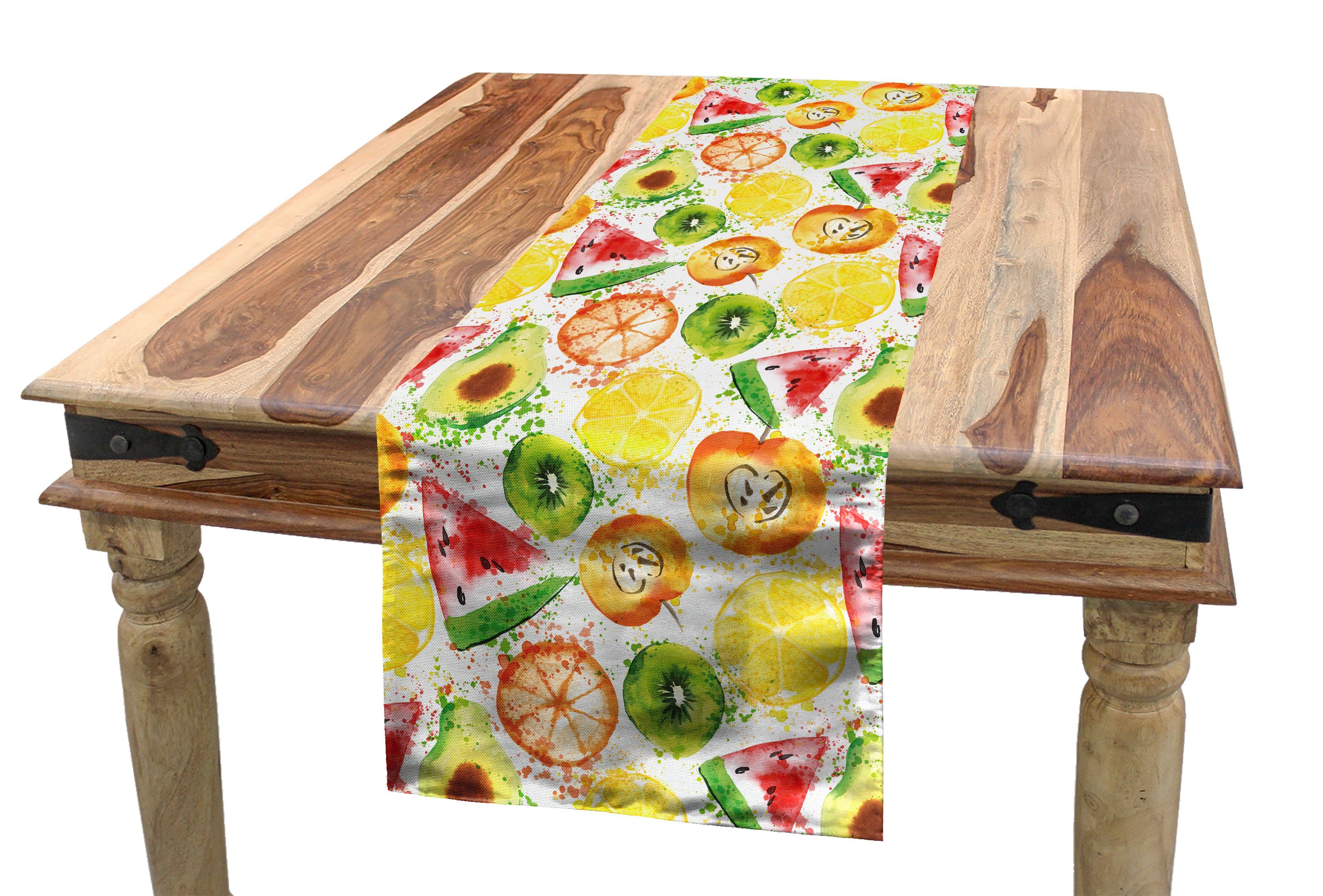 Rechteckiger Obst Abakuhaus Tischläufer, Kiwi Esszimmer Tischläufer Küche Wassermelone Avocado Dekorativer