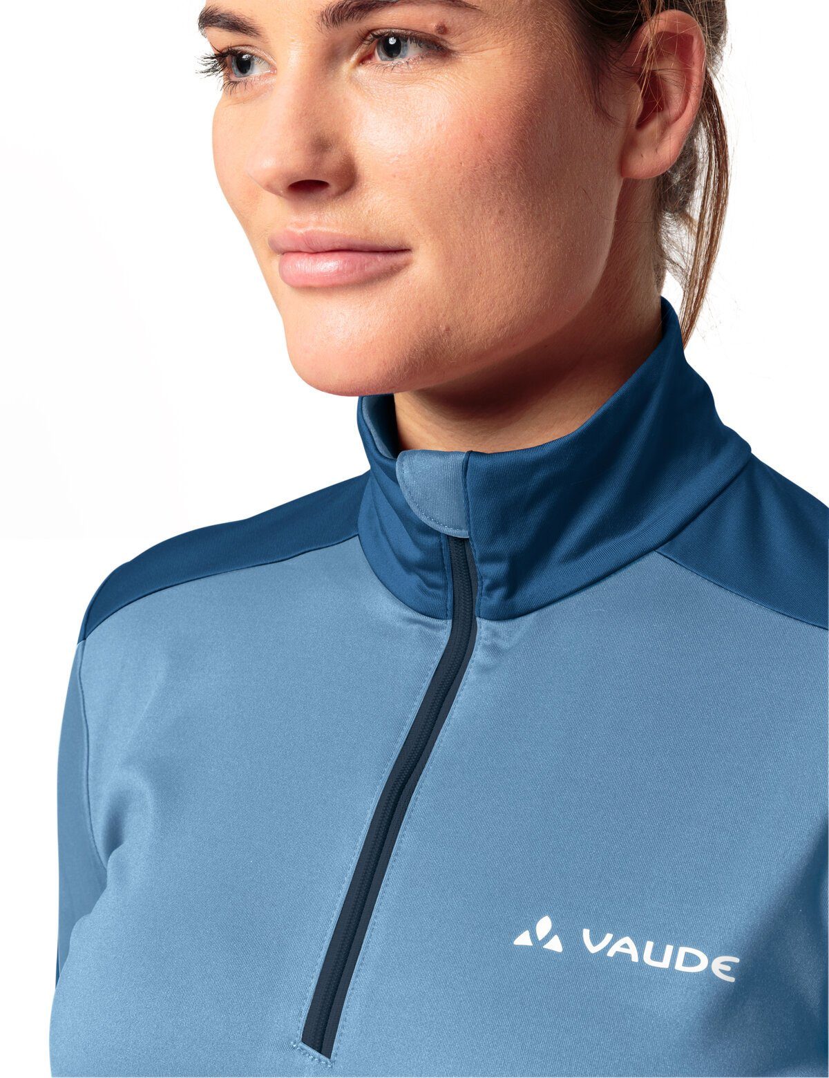 Livigno Women's Shape II (1-tlg) Rundhalspullover VAUDE blue Green pastel Halfzip