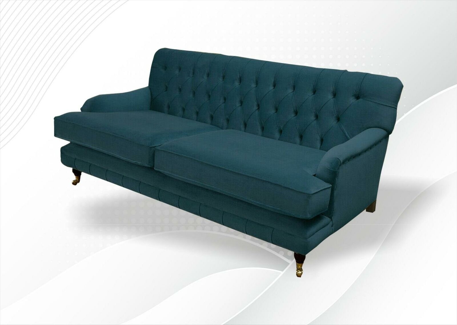 JVmoebel Chesterfield-Sofa, Chesterfield Blau Stoff Wohnzimmer Design Couchen Polster Sofa Sofas Neu Textil