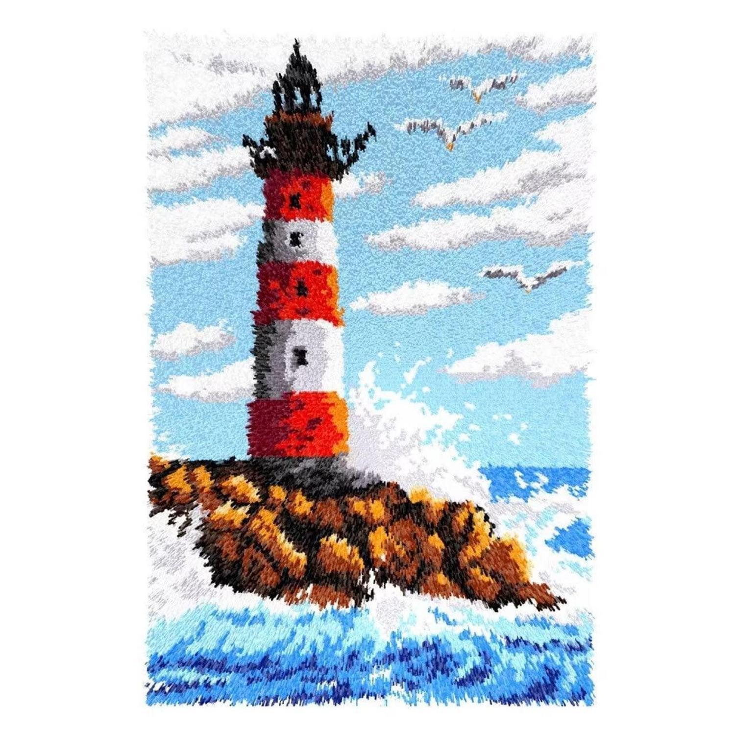 LuxusKollektion Kreativset Knüpfhaken Teppich Set Leuchtturm 60x40 cm