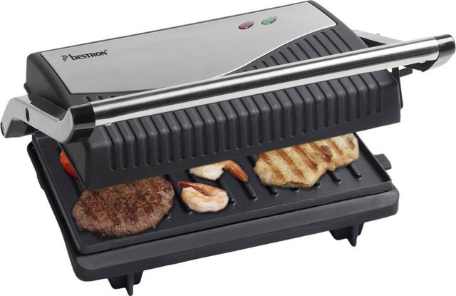 bestron Kontaktgrill APG150, 750 W, ausklappbarer Sandwich-/Panini-Kontaktgrill, antihaftbeschichtet