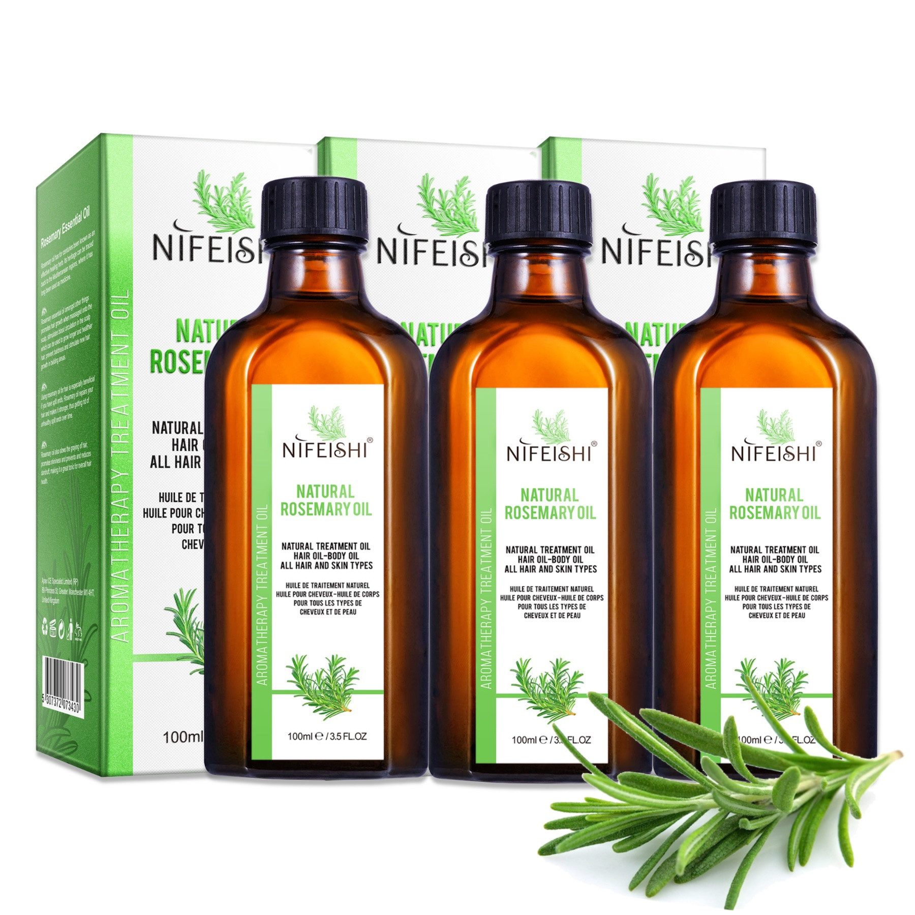 P-Beauty Cosmetic Accessories Haaröl Rosmarinöl naturreines Ätherisches Öl Haarpflege Augenbrauen Wimpern, 3-tlg., Rosmarinöl