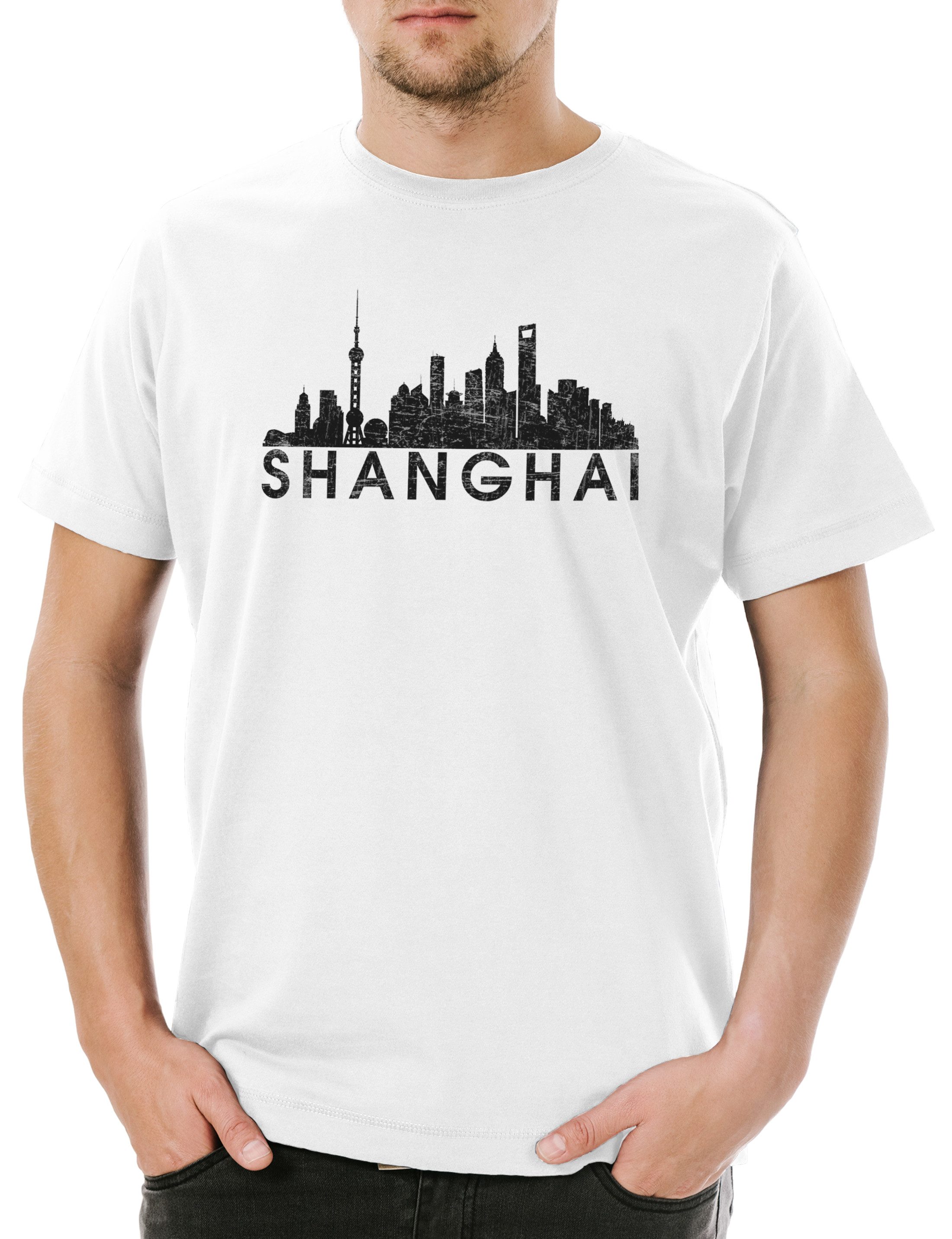 Print-Shirt Skyline Shanghai Herren T-Shirt Schanghai China Stadt City Town Asia