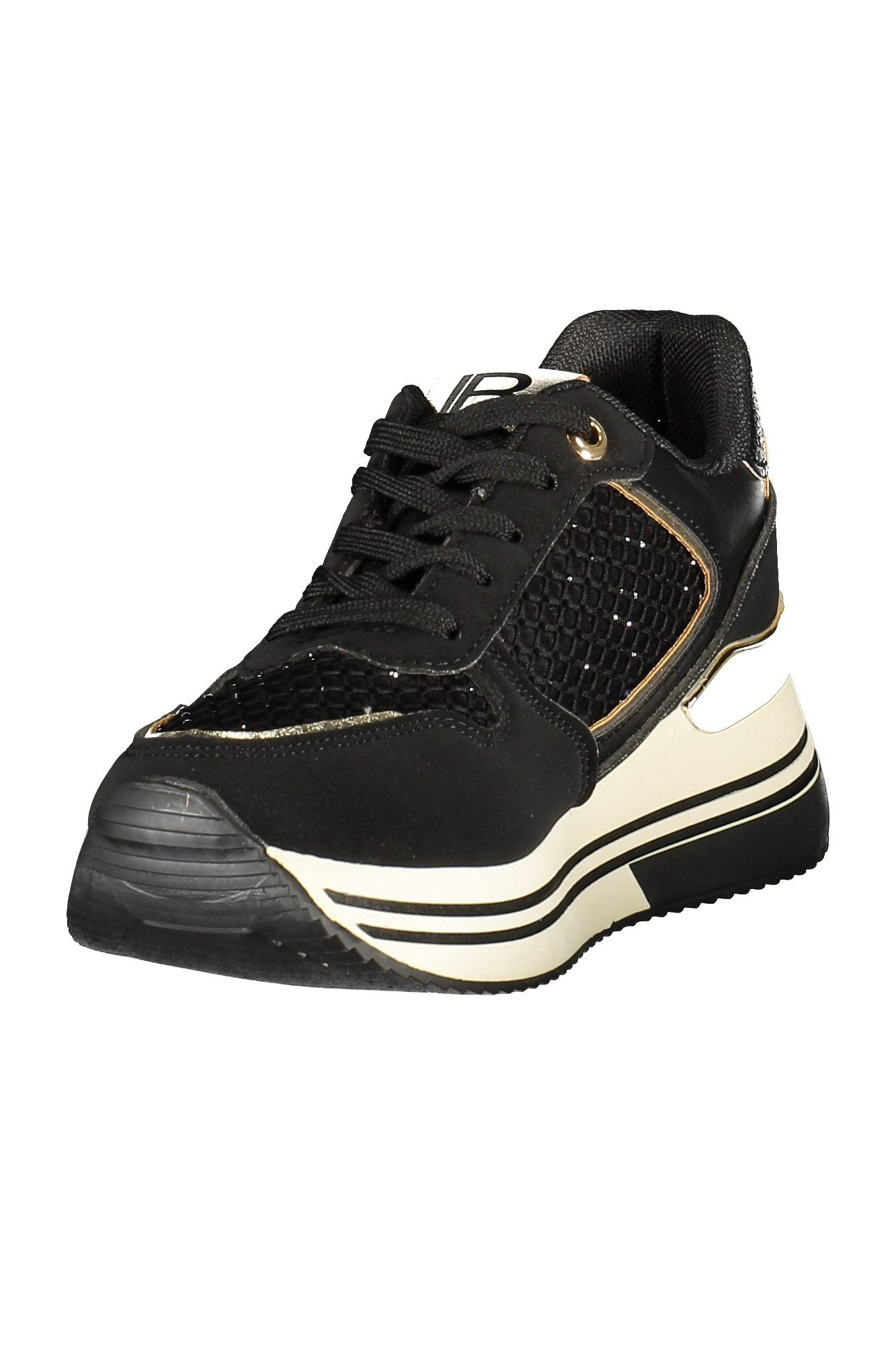Laura Biagiotti Sneaker Damen Sportschuh Schwarz mit Silberdetails und