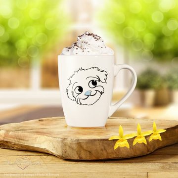 PLATINUX Tasse Kaffeetasse mit Hunde Motiv "Flocke", Keramik, Tasse mit Griff 250ml Teetasse Kaffeebecher Teebecher aus Keramik