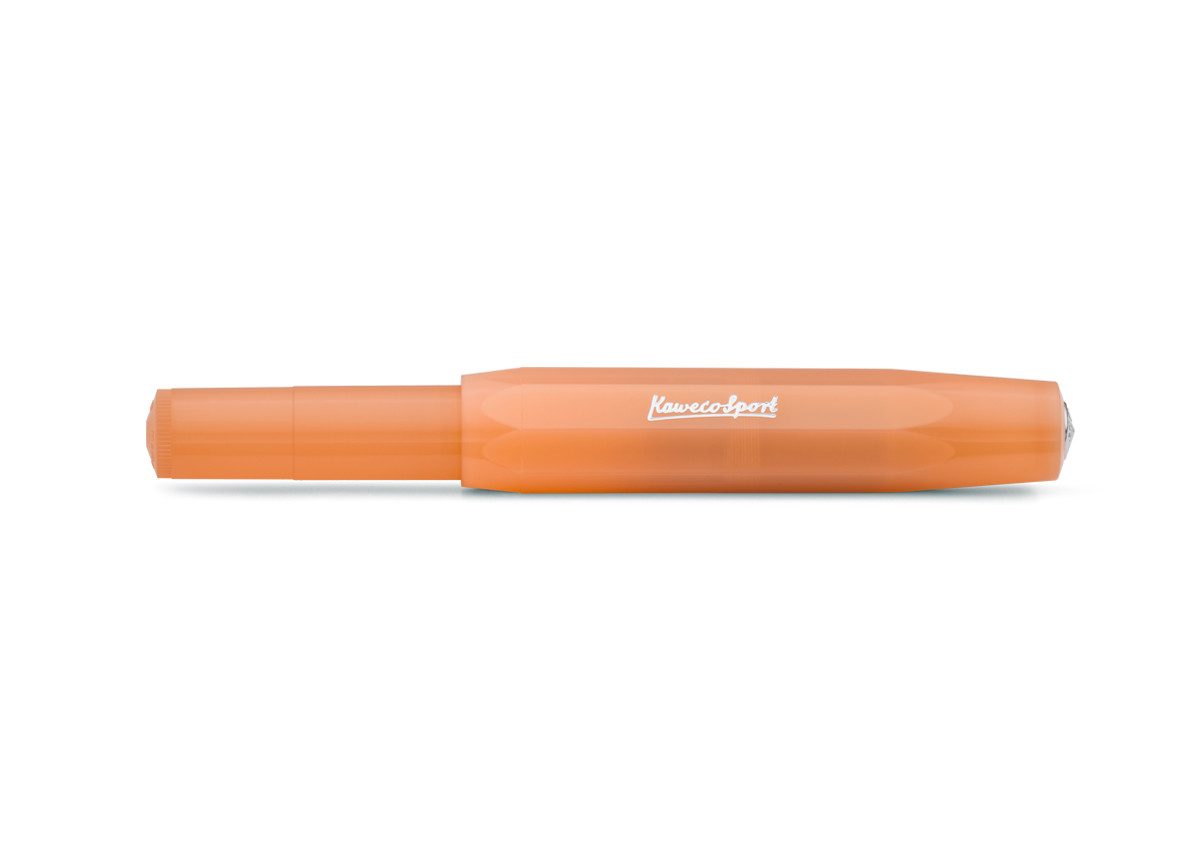 Kaweco Füllfederhalter Kaweco FROSTED Sport Füllhalter Soft Mandarine, Fein Stahl blank