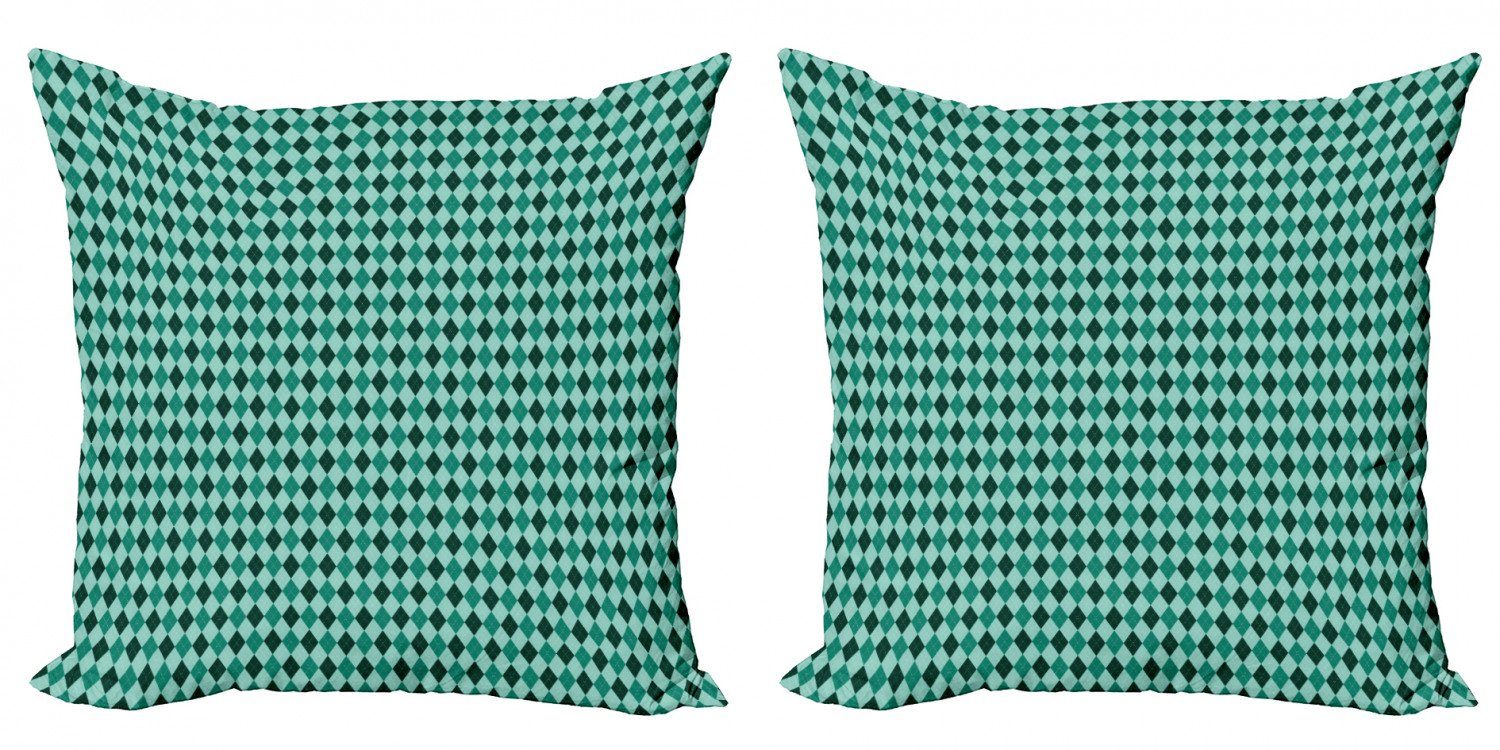 Kissenbezüge Modern Accent Doppelseitiger Digitaldruck, Abakuhaus (2 Stück), Dunkelgrün Argyle Inspired Pattern