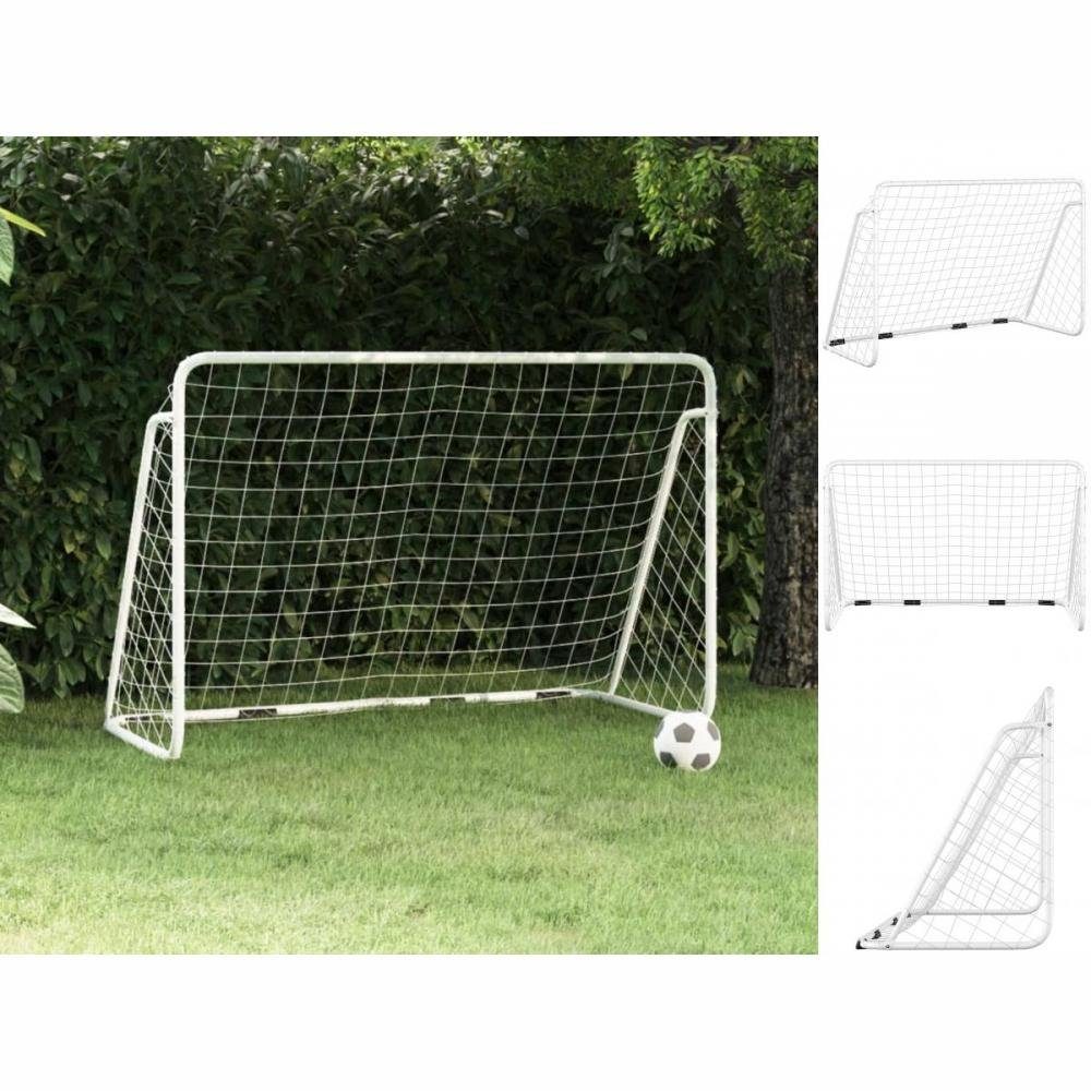 vidaXL Fußballtor Fußballtor mit Netz Weiß 180x90x120 cm Stahl