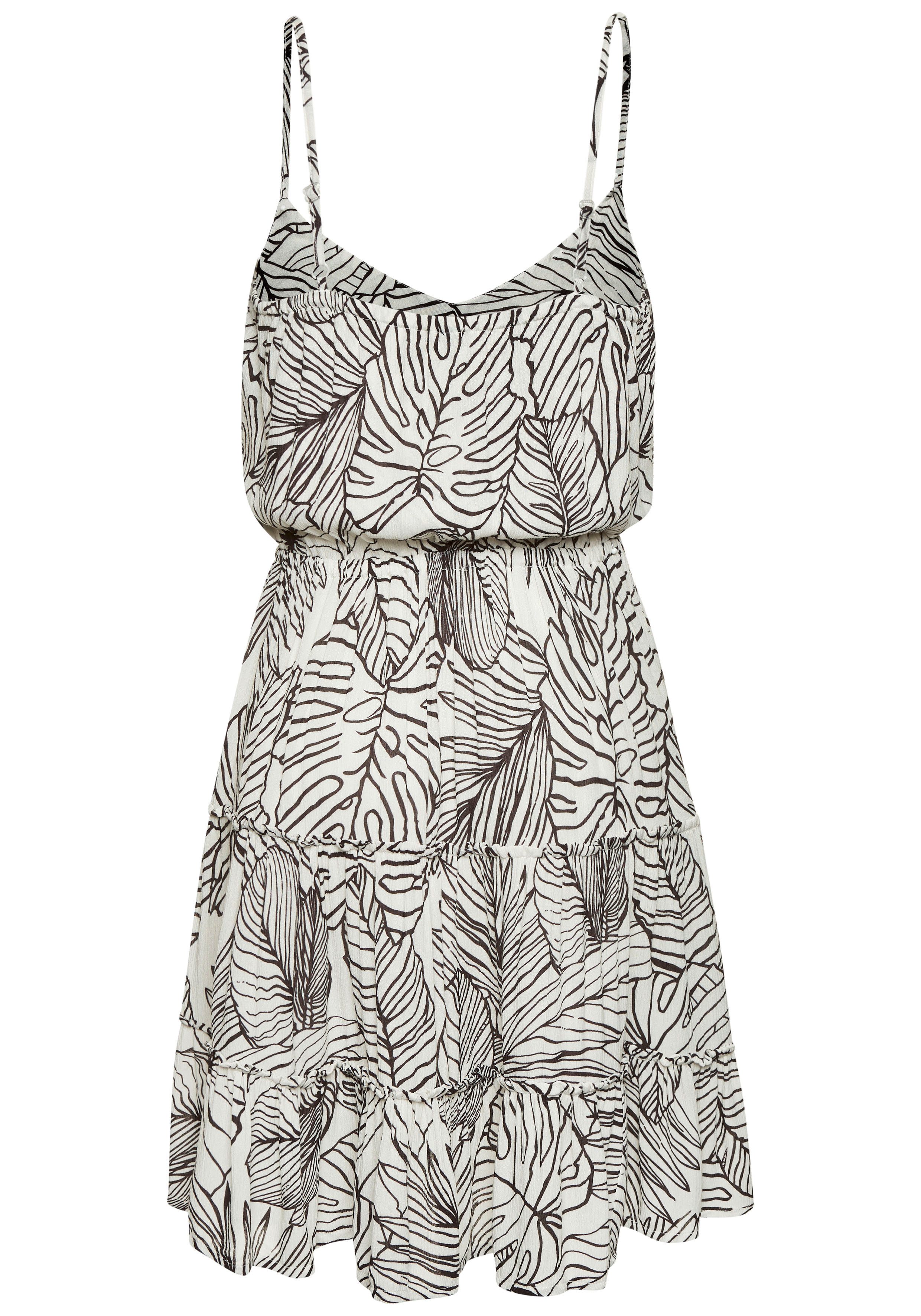 s.Oliver Sommerkleid mit Alloverdruck aus gekreppter Viskose luftiges Strandkleid mit Volant, Spaghettikleid, Druckkleid, Festival – Bild 4 von 5