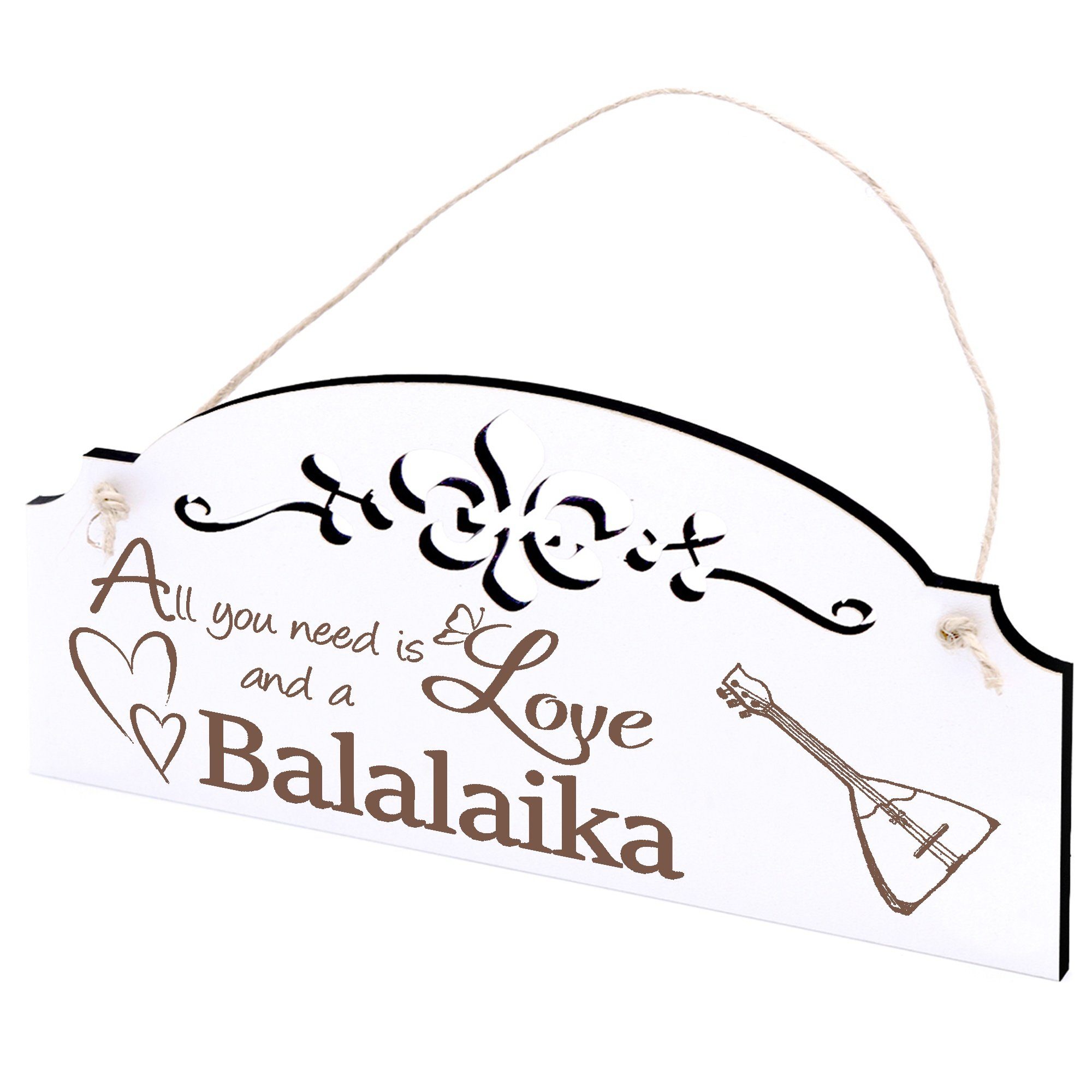 Dekolando Hängedekoration Balalaika Deko 20x10cm All you need is Love