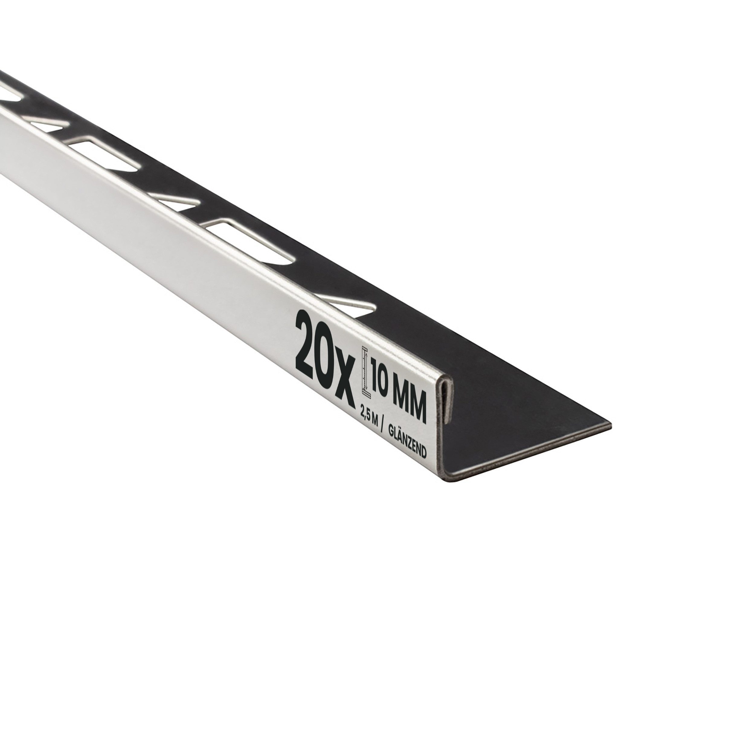 tktrading24 Abschlussprofil 20x L-Profil Fliesenprofil, Edelstahl, 250 cm, 10 mm, Glänzend (Set, 20er)