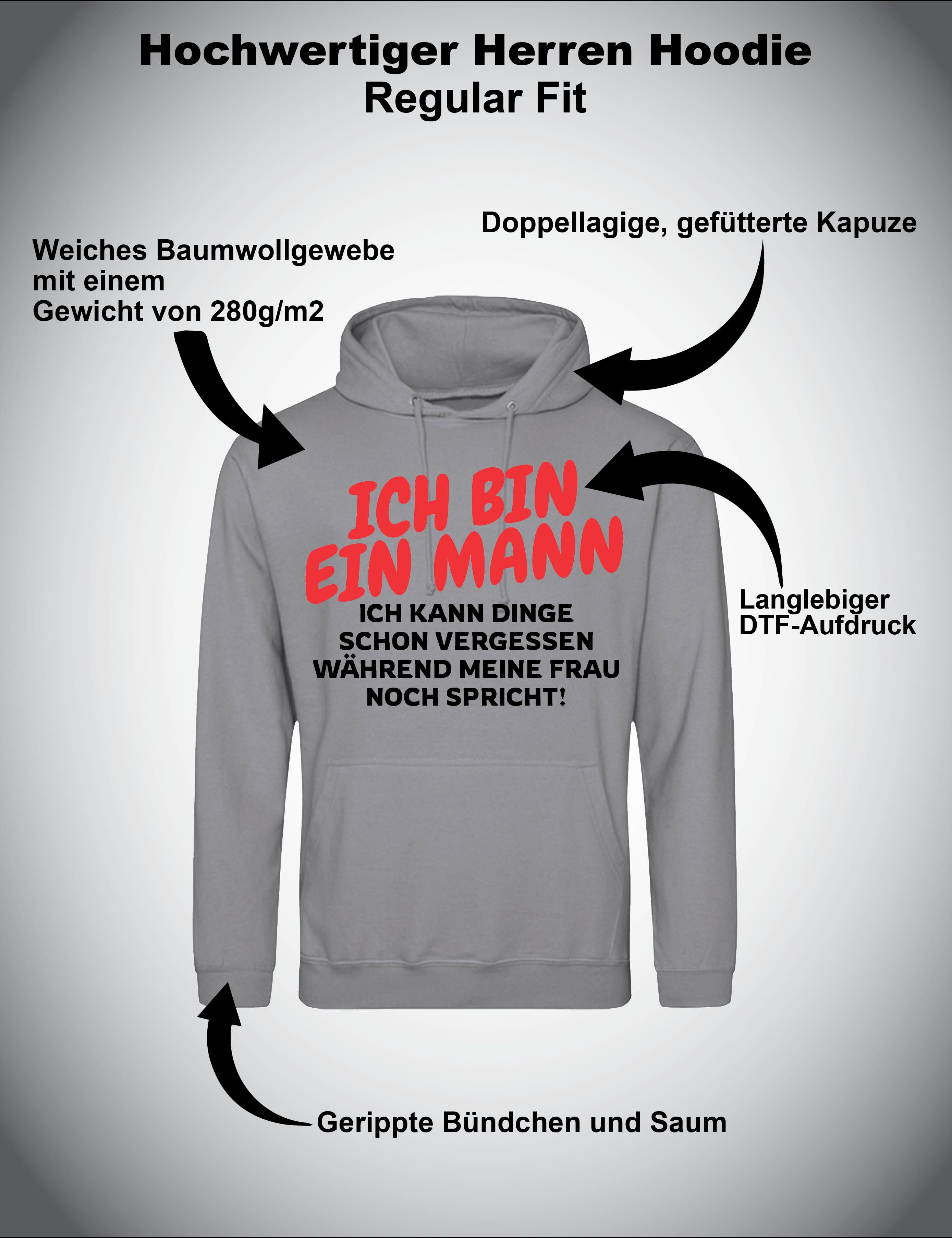 Youth Designz Kapuzenpullover "Ich bin ein Mann" Herren Hoodie Pullover Aufdruck Geschenk Ehemänner mit lustigen Frontprint für Männer – Bild 3 von 5