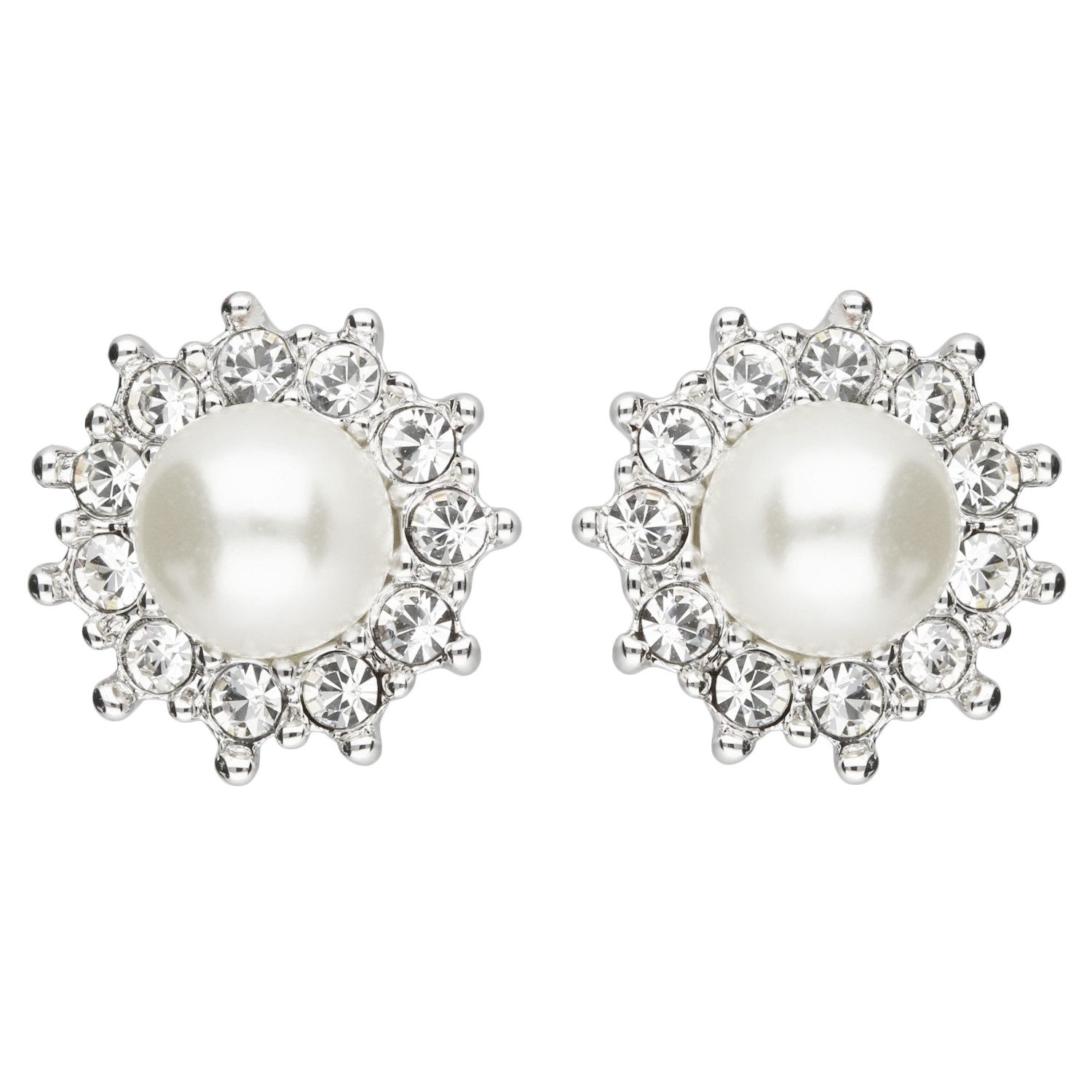 Valentinstagsgeschenk LÖB Paar Ohrstecker Ohrstecker Rund Perlen Zirkonia Steine Ohrringe Tropfen Silber Weiß (Geschenke für Frauen Beste Freundin Mut